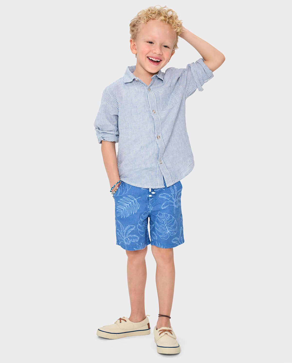 Детские шорты Gymboree Kids Tropical Leaf Linen-Blend Pull-On Shorts — фото 3