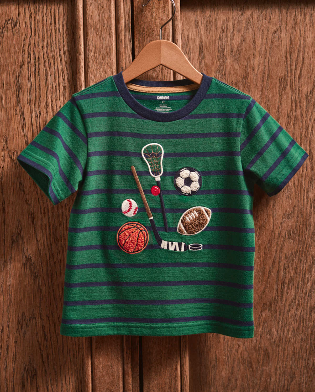 Детские топы Gymboree Boys Striped Embroidered Sports Top - Campus Cuties