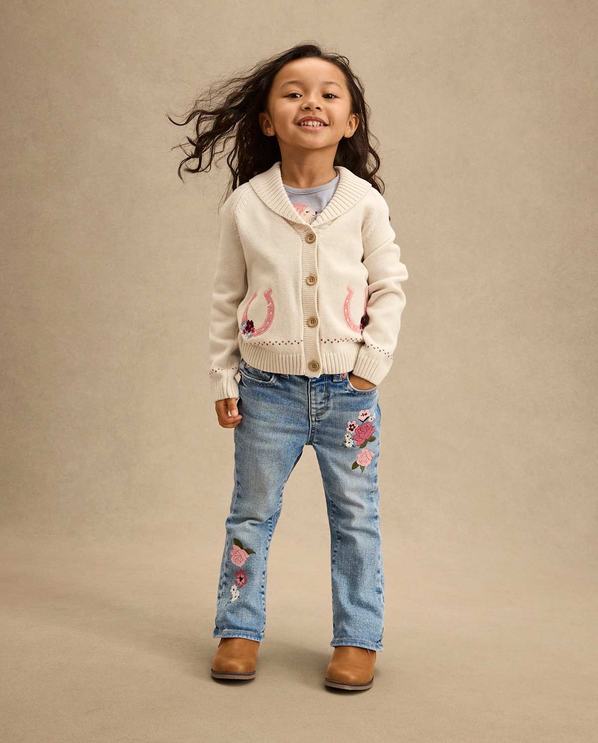 Детские кардиганы Gymboree Girls Embroidered Horse Shawl Cardigan - Highland Hills