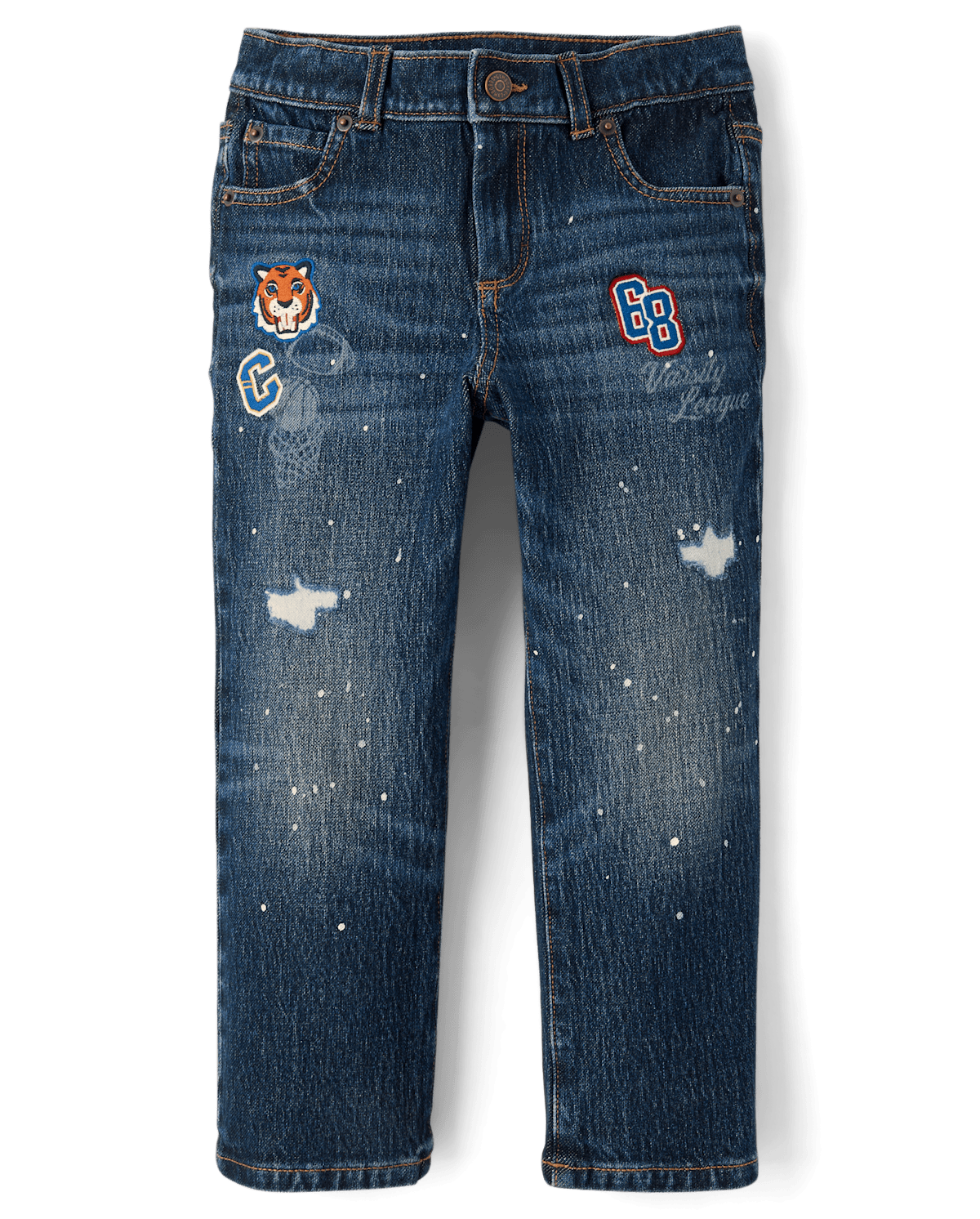 Детские джинсы Gymboree Kids Embroidered Varsity Relaxed Jeans - Campus Cuties
