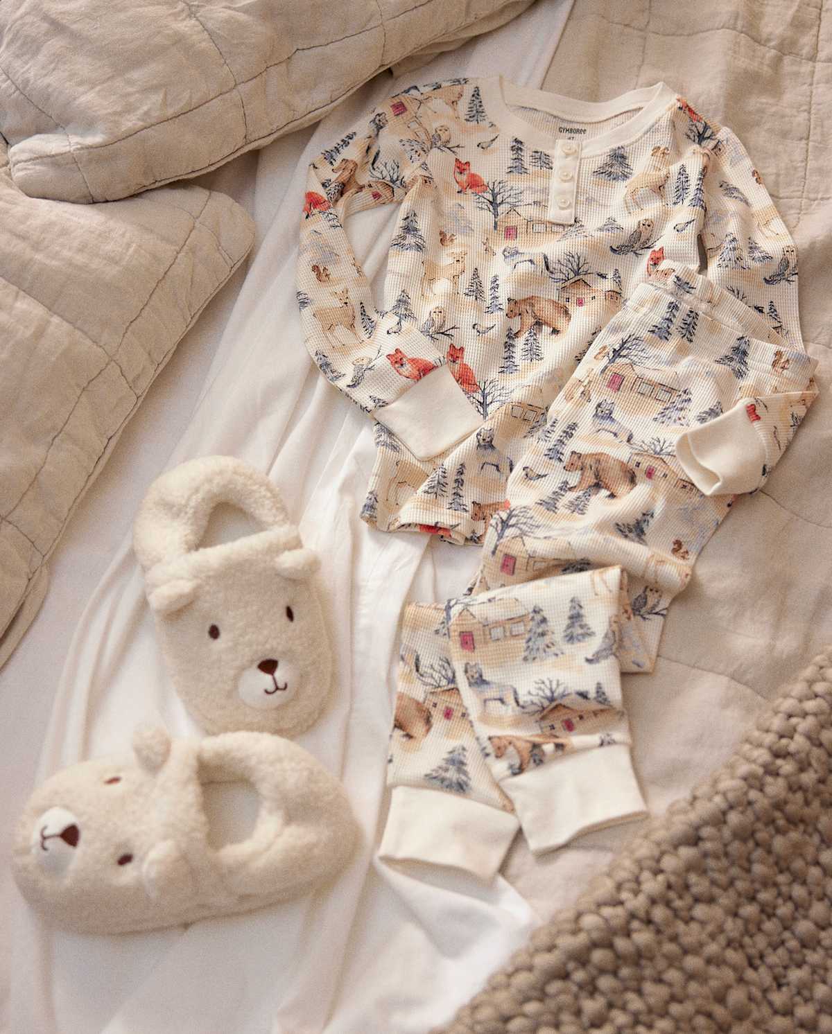 Детские пижамы Gymboree Kids Forest Animal Snug Fit Thermal Henley Pajamas — фото 2