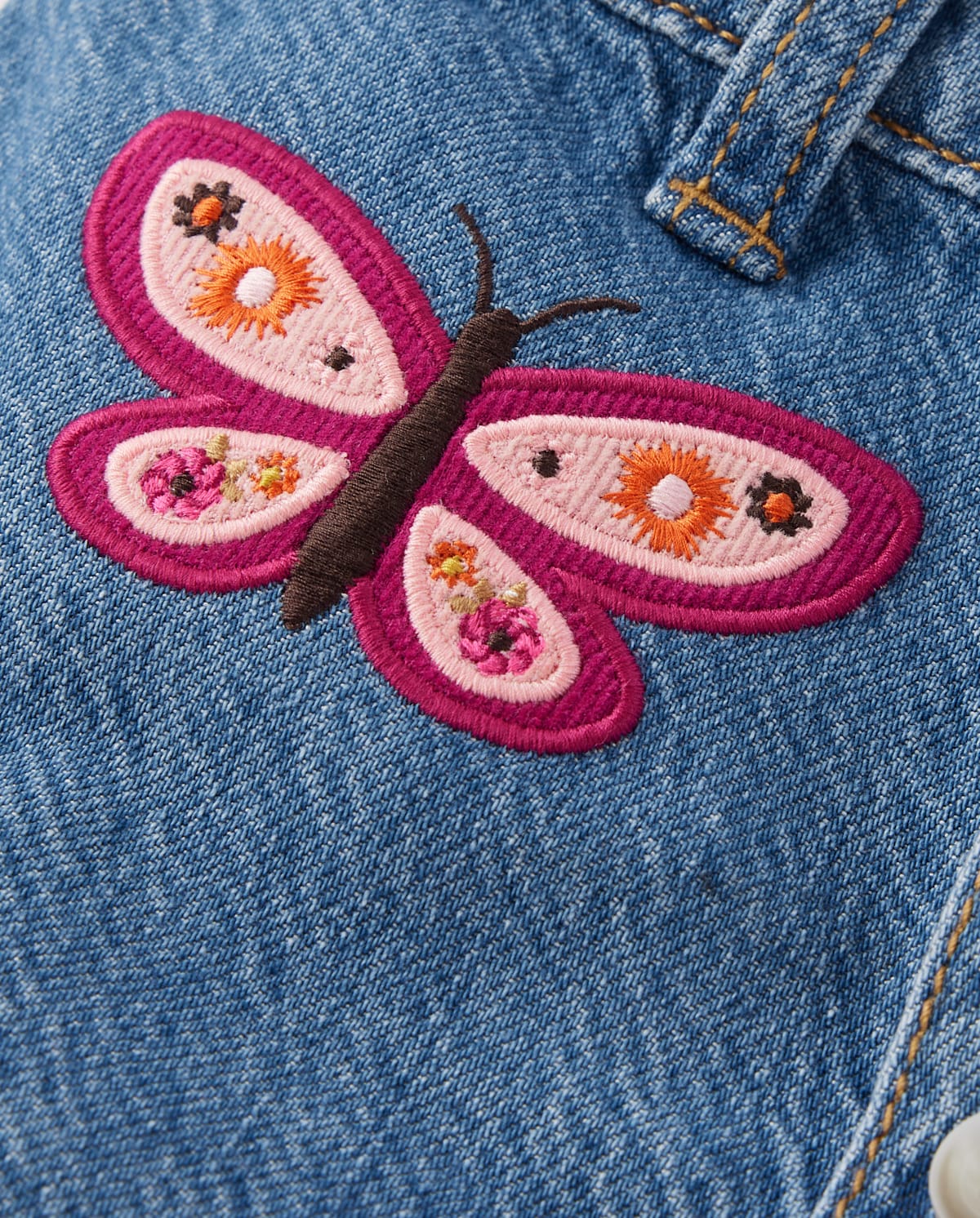 Детские юбки Gymboree Girls Embroidered Butterfly Button Denim Skirt - Fall Celebrations