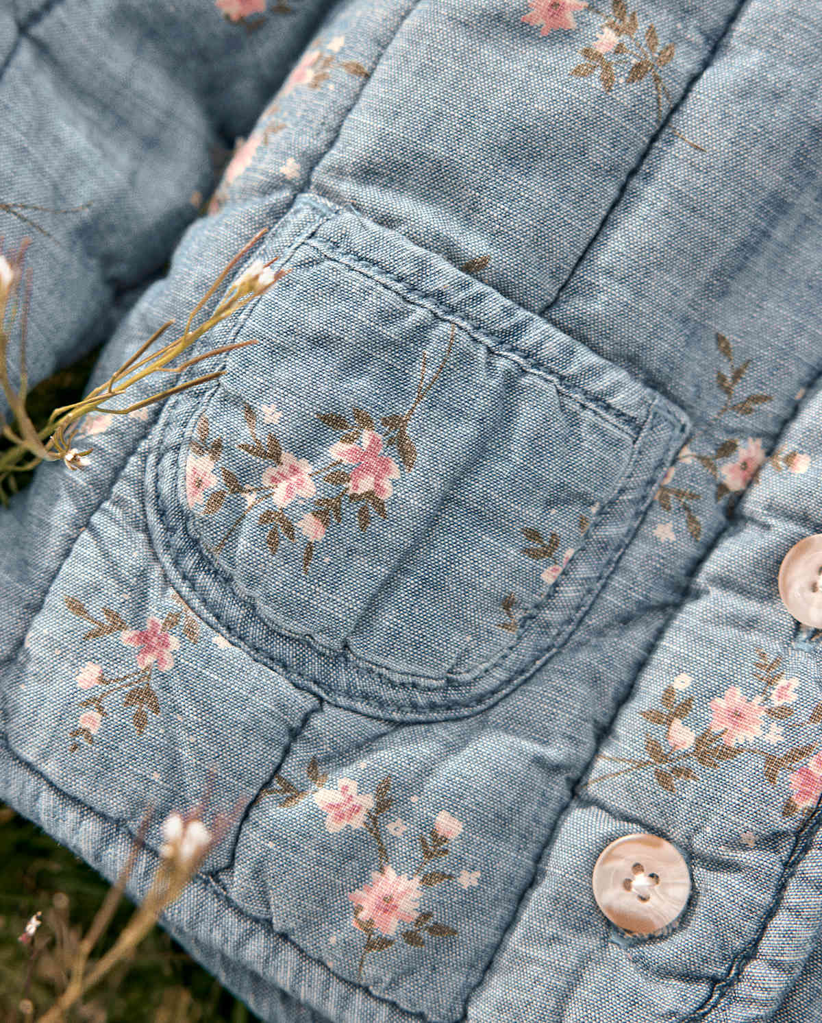 Детские куртки Gymboree Girls Floral Quilted Denim Jacket - Highland Hills — фото 2