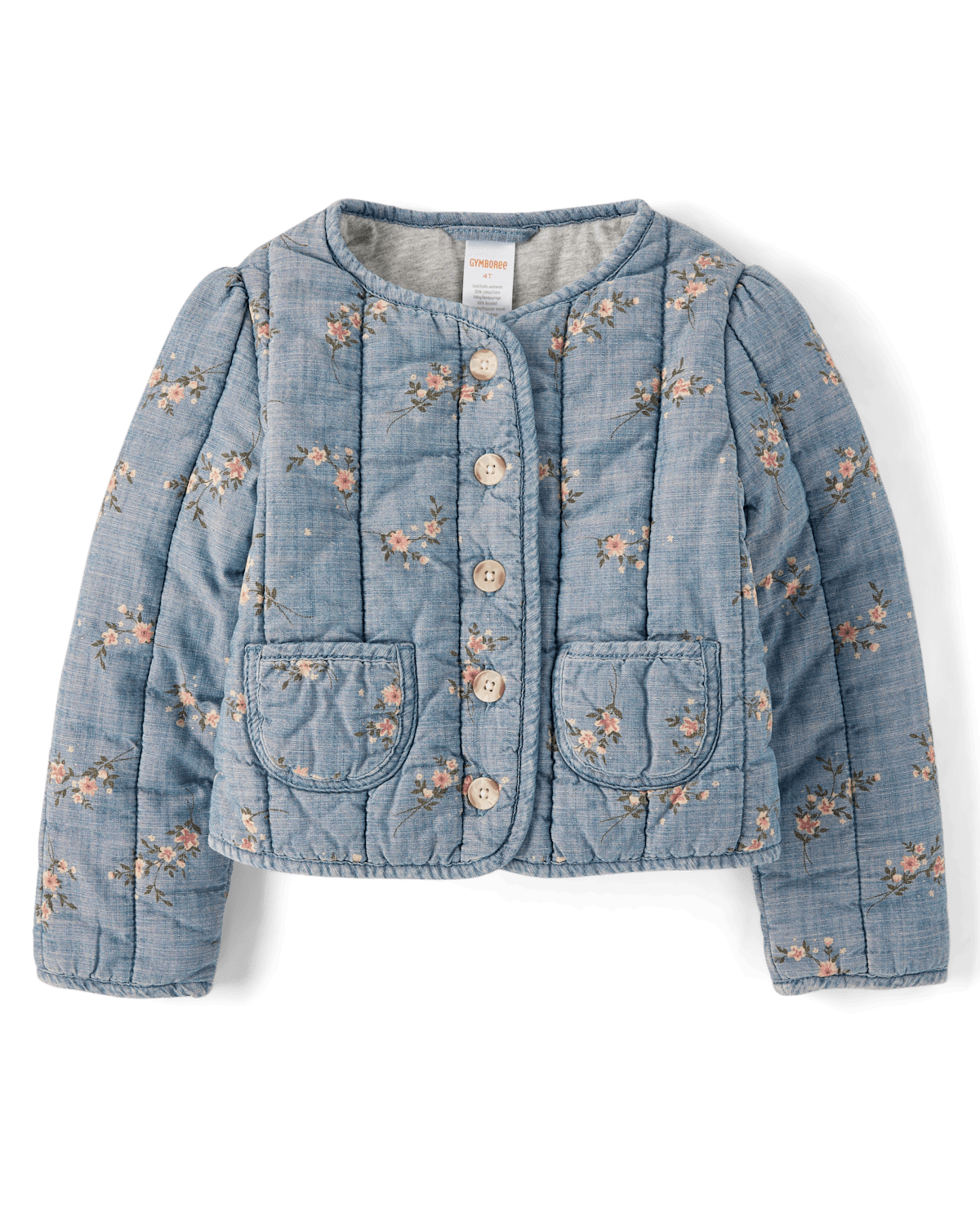Детские куртки Gymboree Girls Floral Quilted Denim Jacket - Highland Hills — фото 3