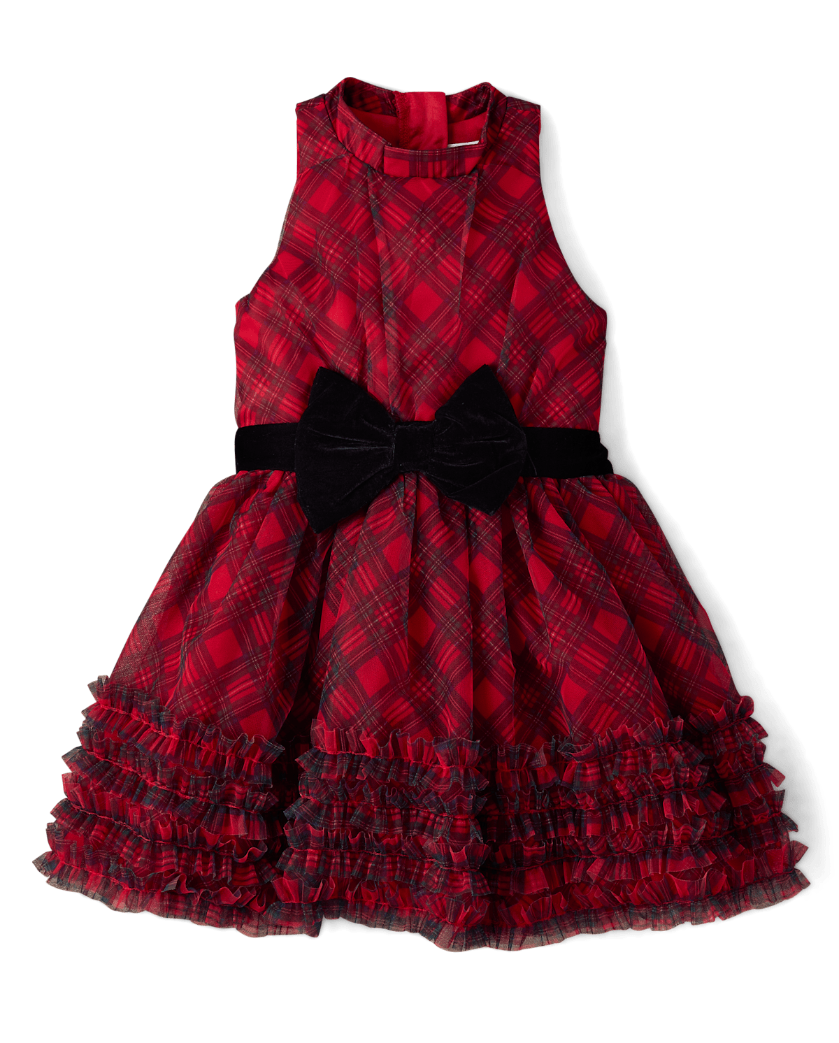 Детские платья Gymboree Girls Plaid Ruffle Mesh Mock Neck Dress - Royal Christmas