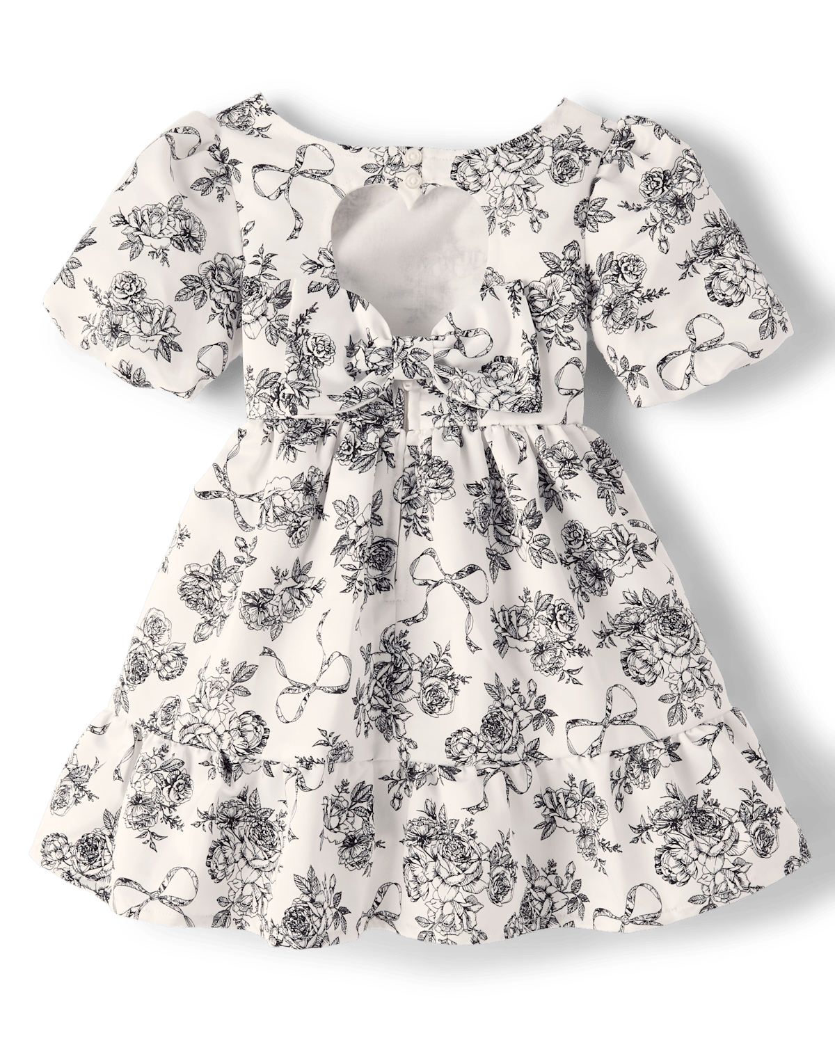 Детские платья Gymboree Girls Floral Heart Cut Out Satin Ruffle Dress - Petit Paris — фото 3