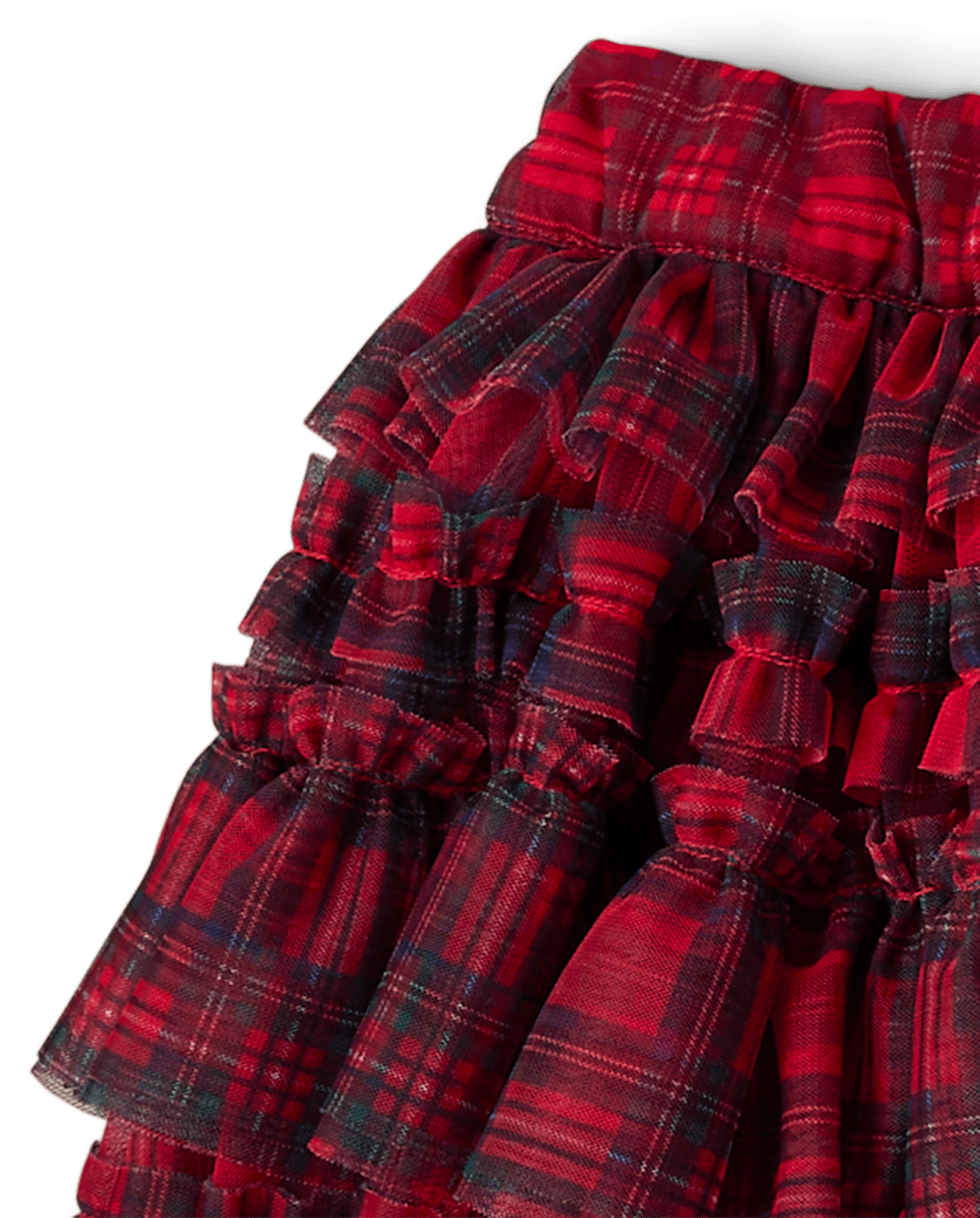 Детские юбки Gymboree Girls Plaid Mesh Ruffle Skirt - Royal Christmas — фото 3