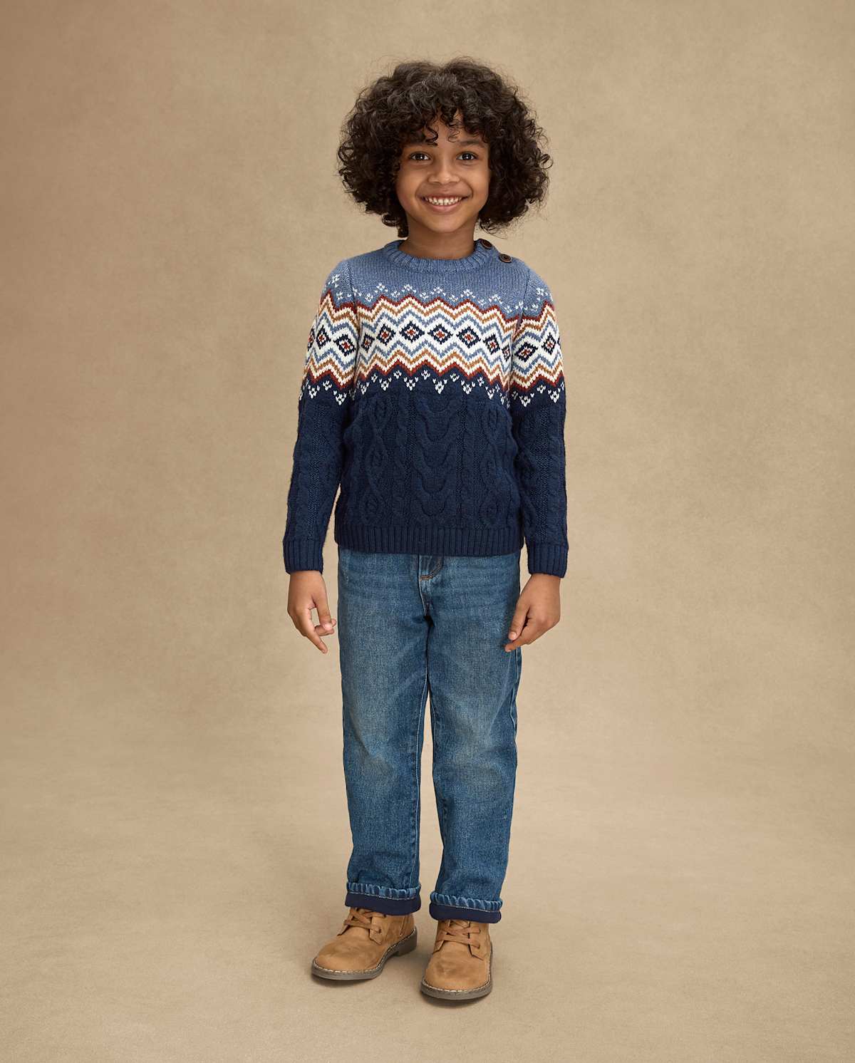 Детские свитеры Gymboree Boys Fairisle Cable Knit Sweater - First Frost — фото 3