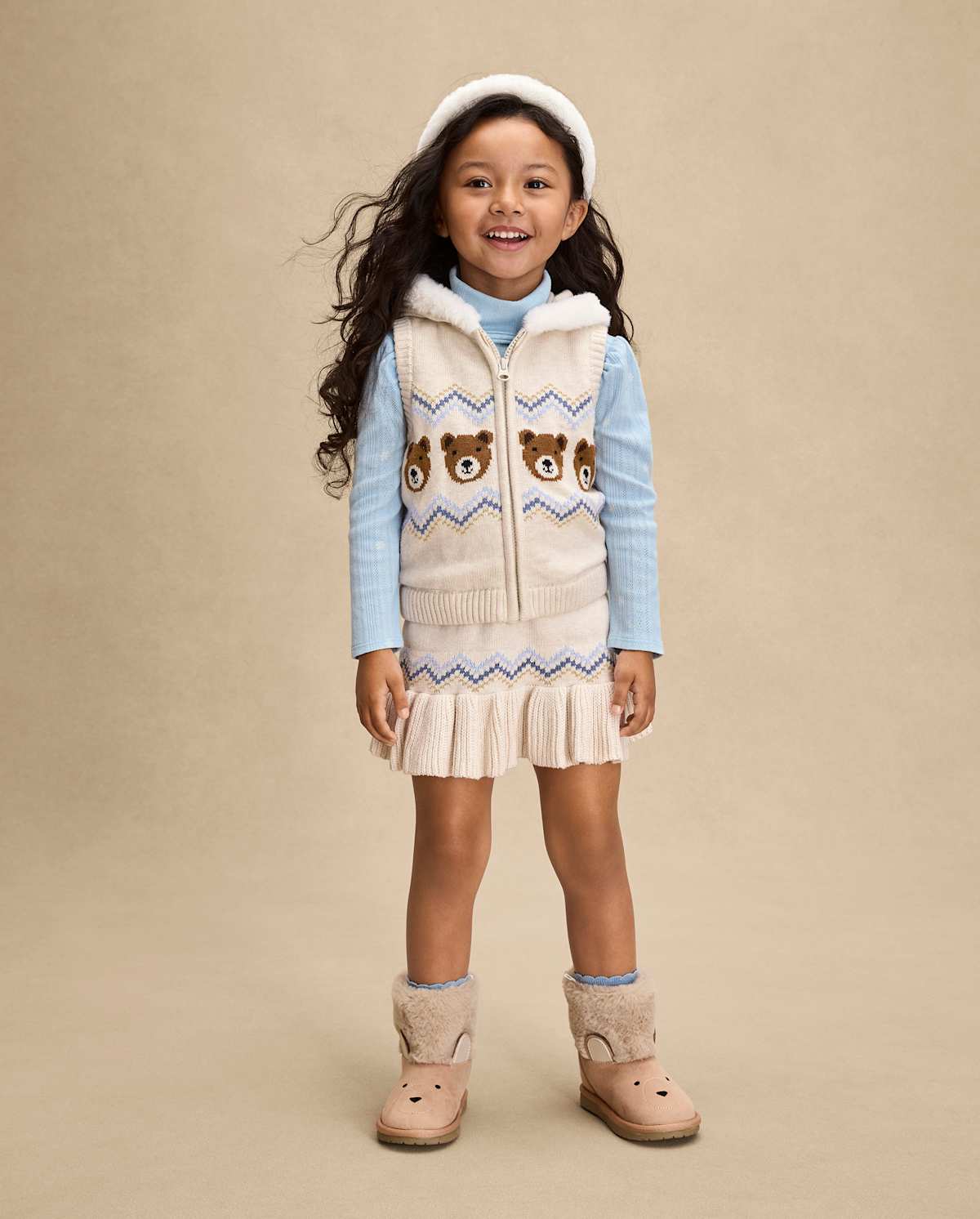 Детские жилеты Gymboree Girls Bear Fairisle Zip Up Vest - First Frost — фото 3