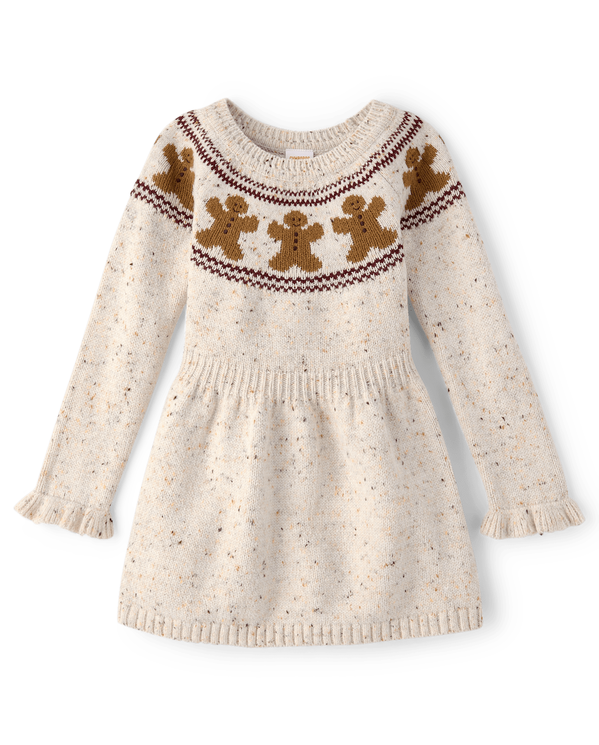 Детские платья Gymboree Girls Intarsia Gingerbread Ruffle Sweater Dress - Royal Christmas