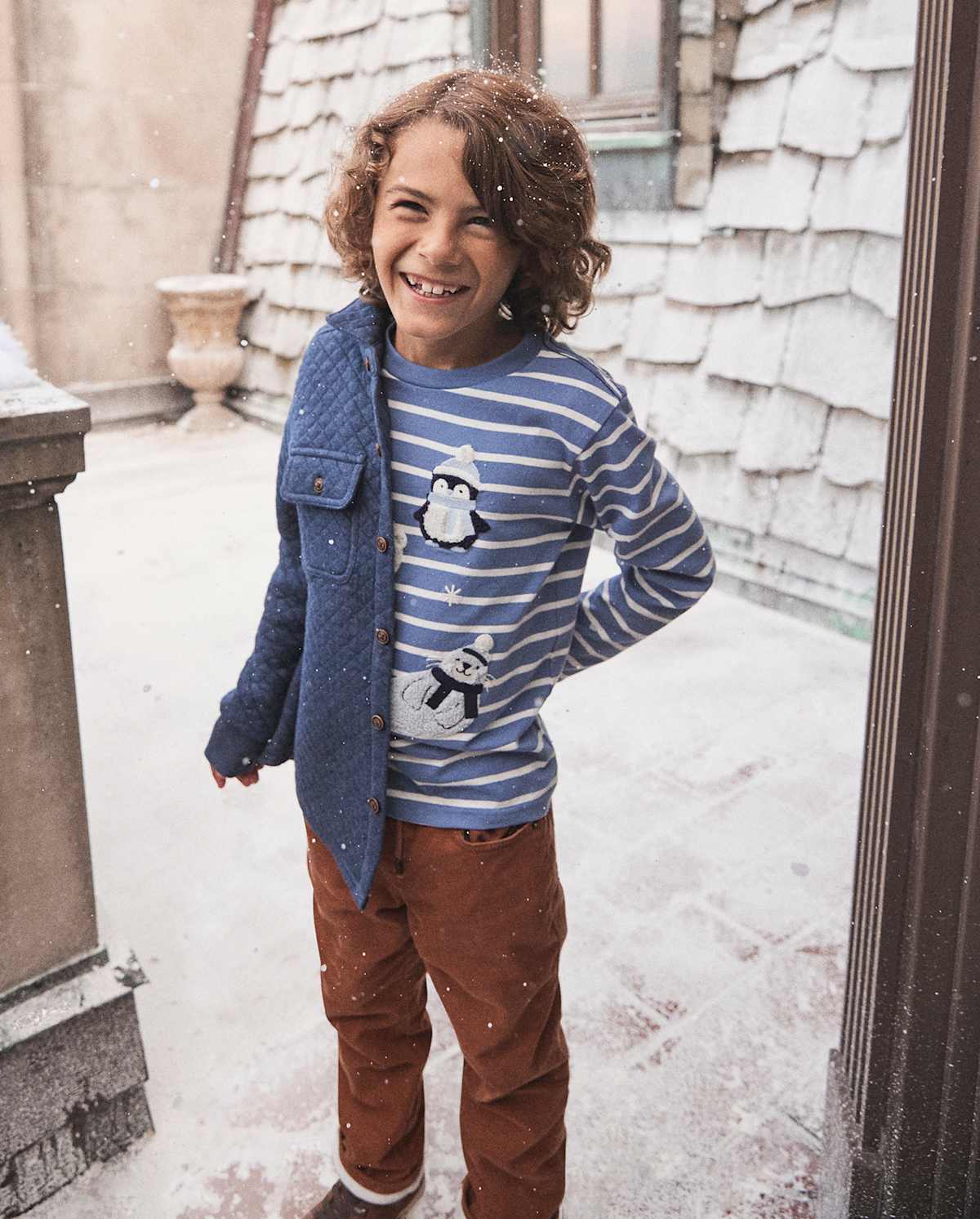 Детские топы Gymboree Boys Striped Embroidered Polar Animals Top - First Frost — фото 4