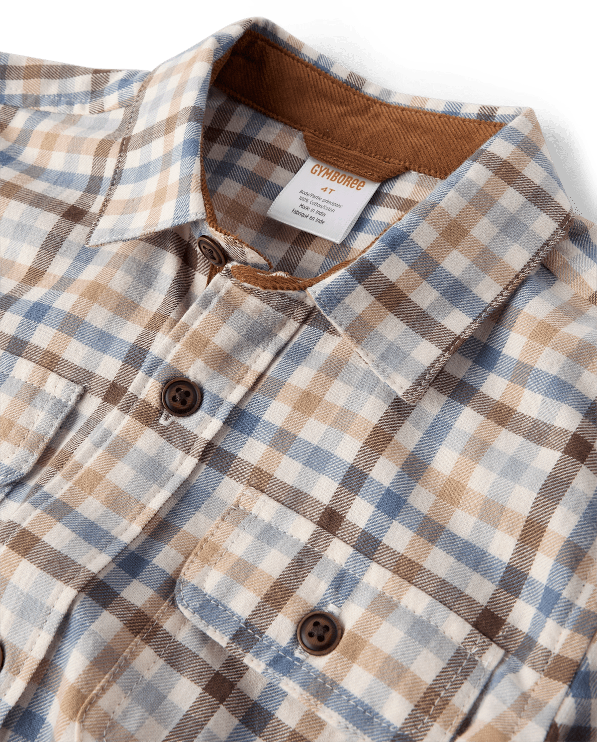 Детские рубашки Gymboree Boys Gingham Flannel Button Up Shirt - First Frost