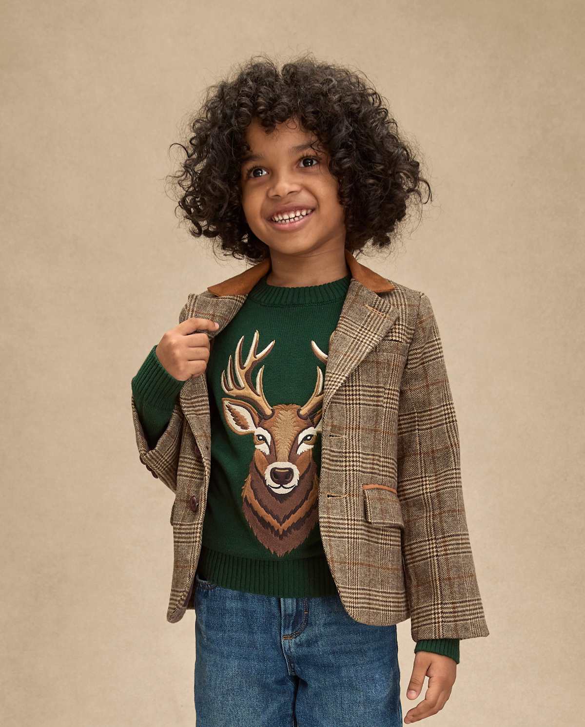 Детские свитеры Gymboree Boys Embroidered Deer Sweater - Royal Christmas