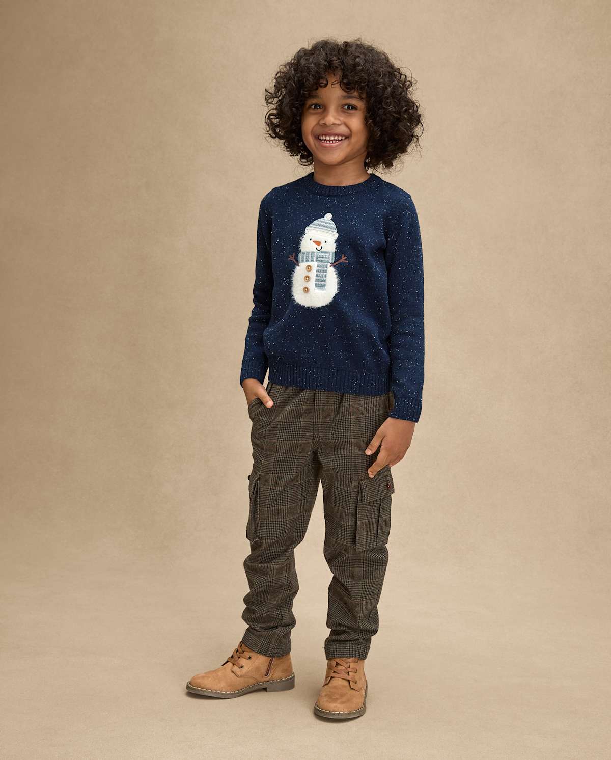 Детские брюки Gymboree Kids Plaid Tweed Cargo Jogger Pants - Royal Christmas
