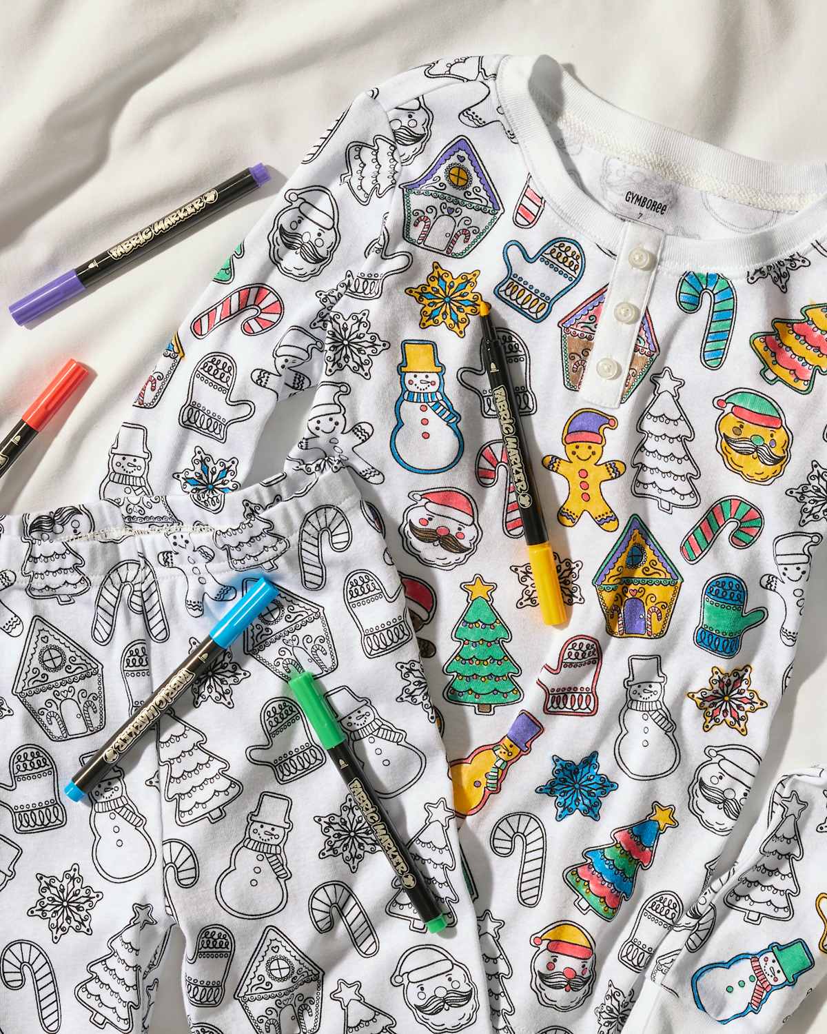 Детские пижамы Gymboree Kids Holiday DIY Coloring Snug Fit Cotton Henley Pajamas