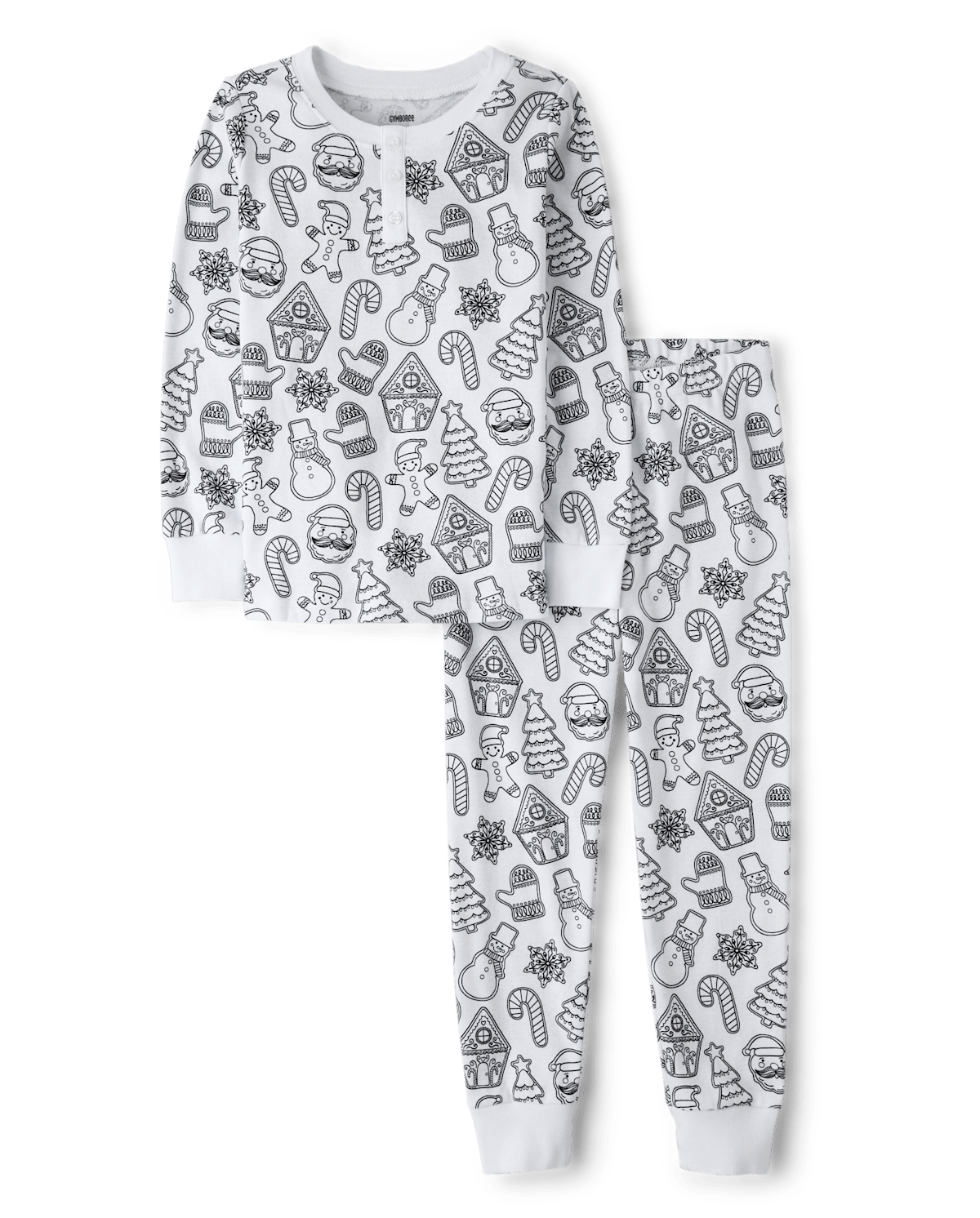 Детские пижамы Gymboree Kids Holiday DIY Coloring Snug Fit Cotton Henley Pajamas — фото 2