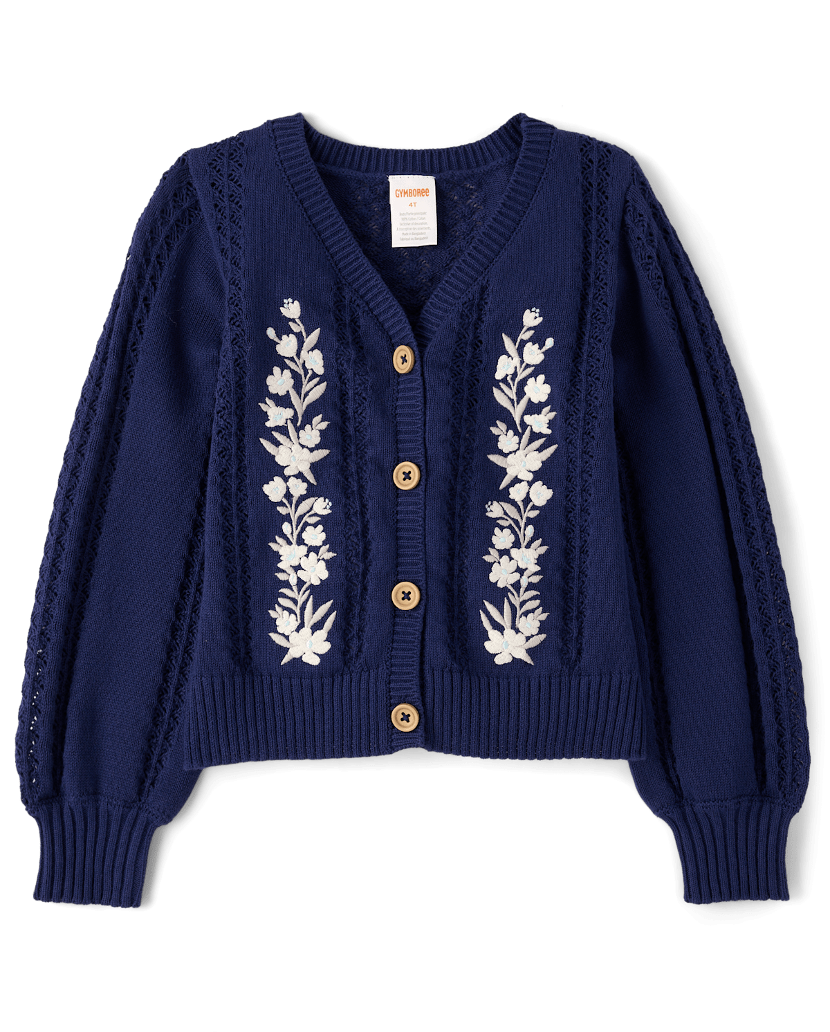 Детские кардиганы Gymboree Girls Embroidered Floral Pointelle Cardigan - Driftwood Bay