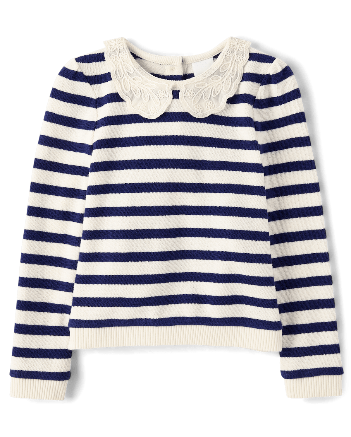 Детские свитеры Gymboree Girls Striped Crochet Lace Peter Pan Sweater - Driftwood Bay