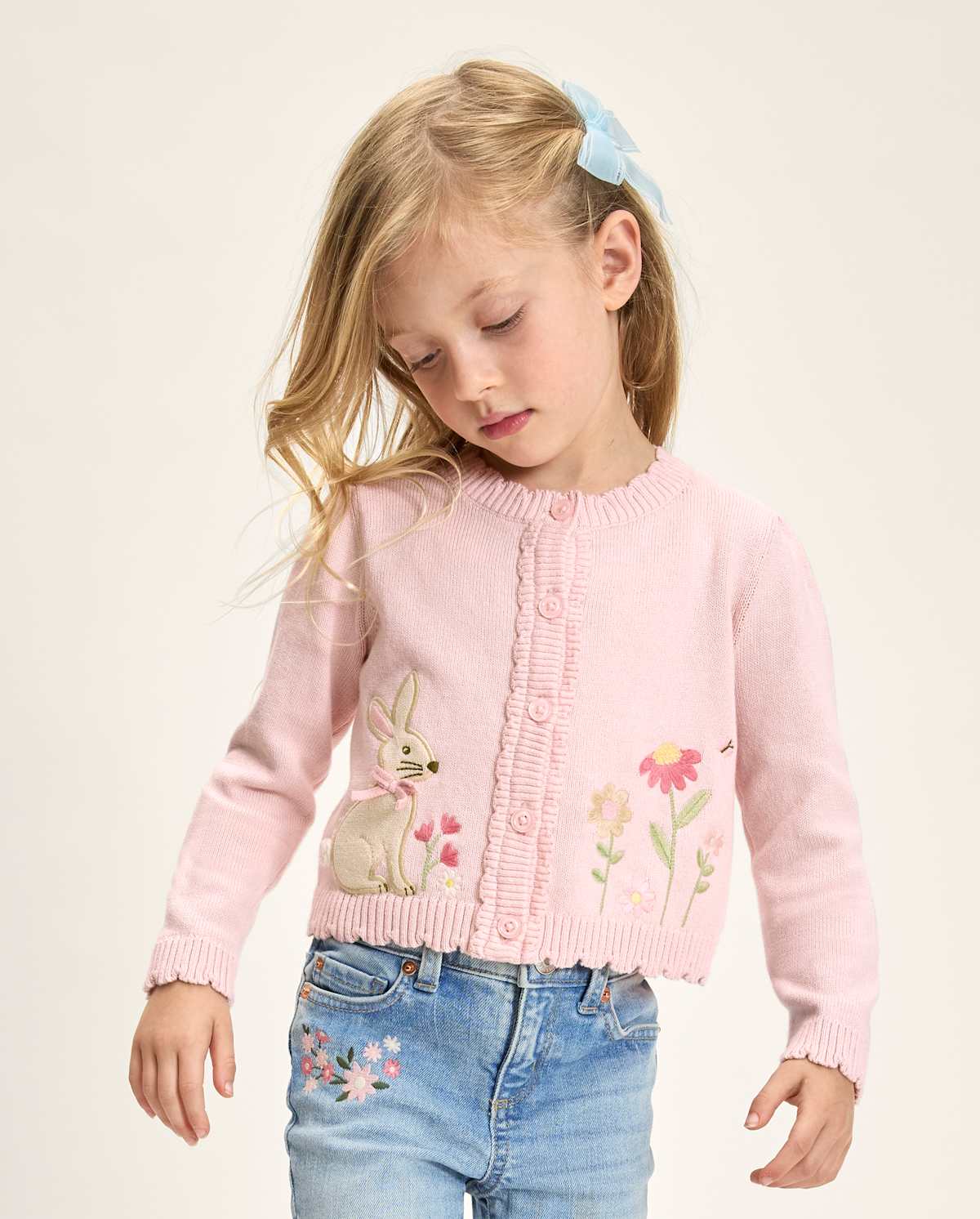 Детские кардиганы Gymboree Girls Applique Bunny Scalloped Cardigan - Enchanted Garden — фото 4