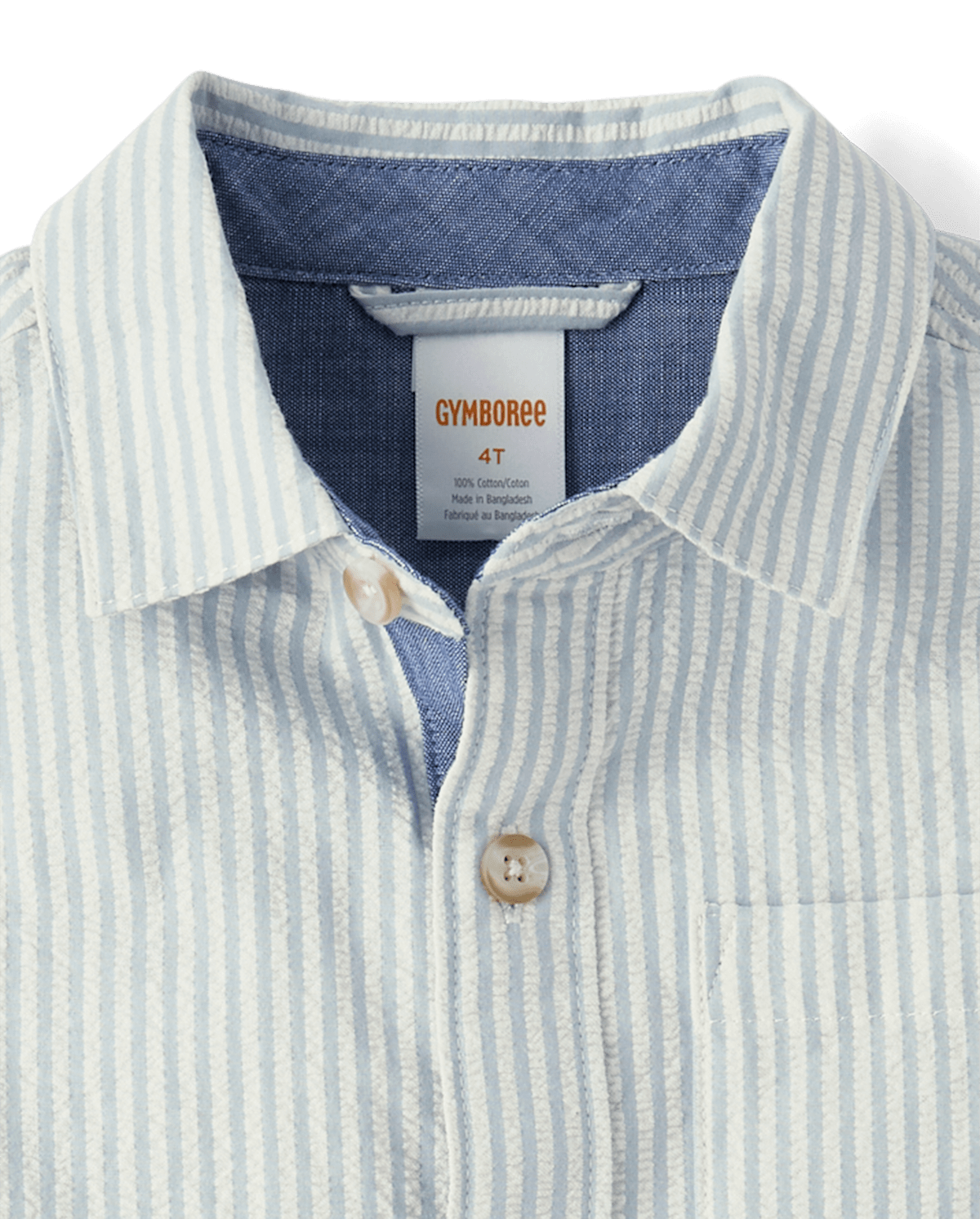 Детские рубашки Gymboree Boys Railroad Striped Seersucker Button Up Shirt - Enchanted Garden — фото 2