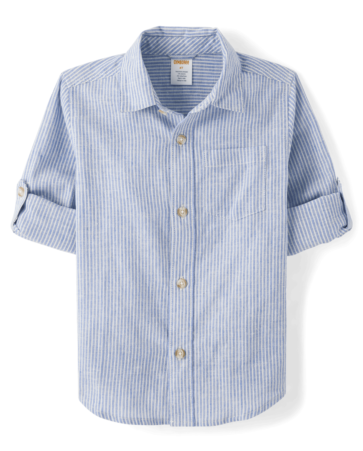 Детские рубашки Gymboree Kids Pinstripe Linen-Blend Button Up Shirt - Linen Edit