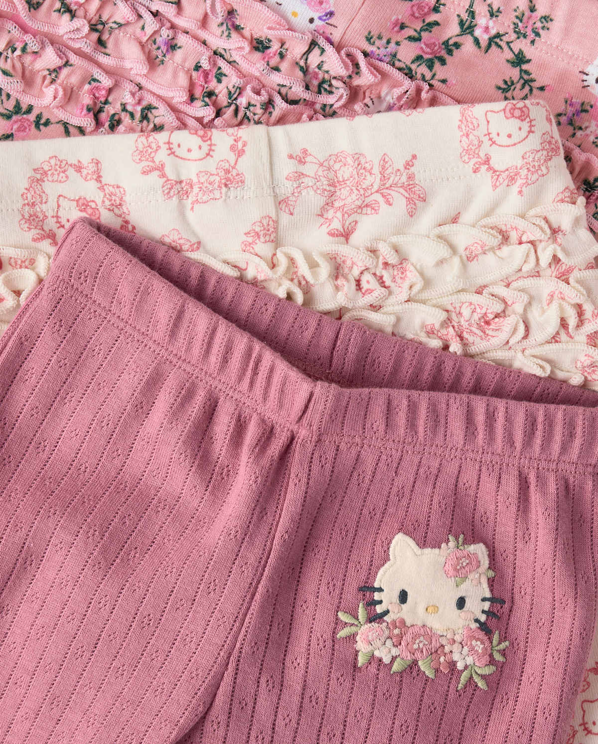 Детские леггинсы Gymboree Baby Girls Hello Kitty® Floral Toile Ruffle Leggings 3-Pack — фото 3