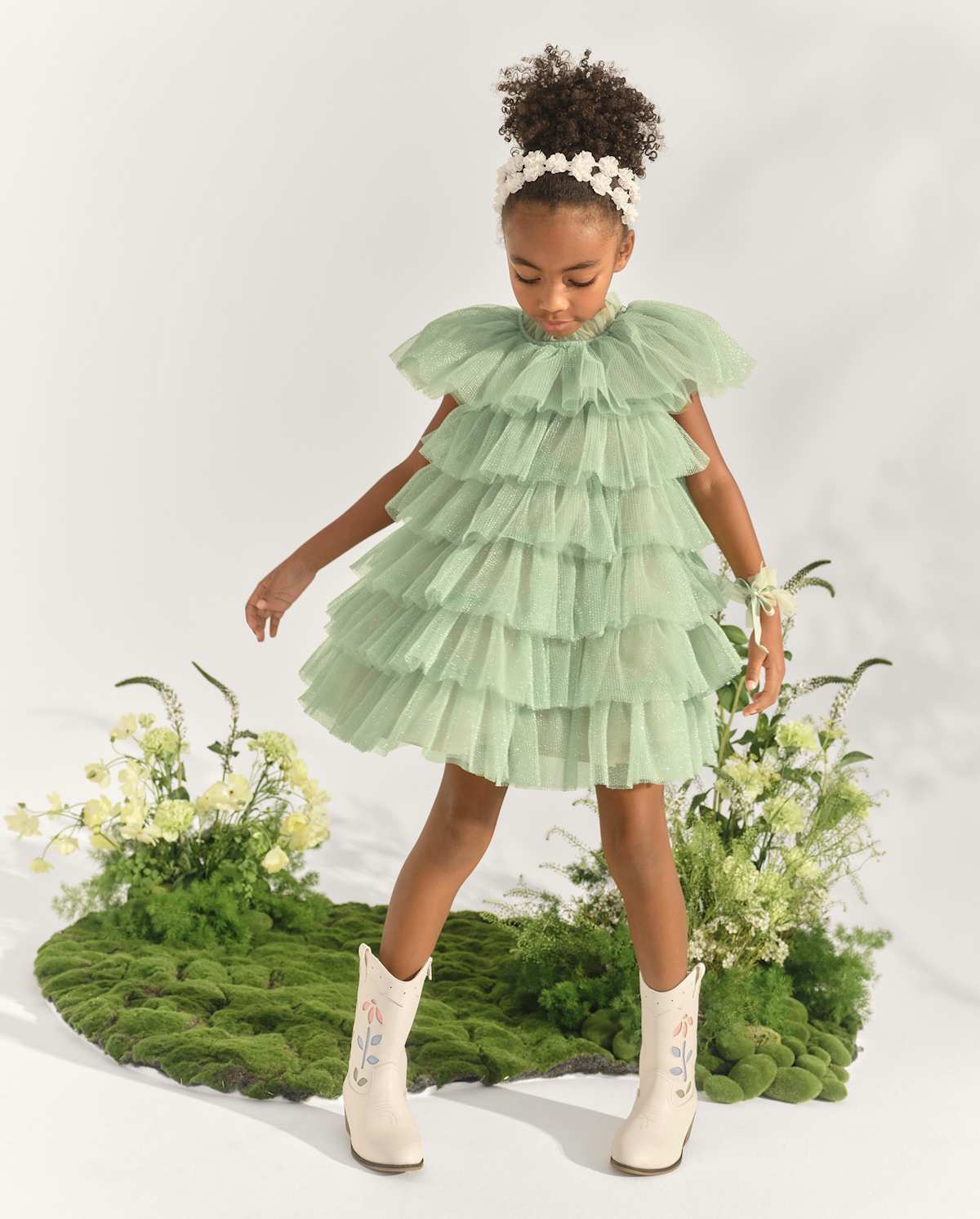 Детские платья Gymboree Girls Glitter Pleated Tulle High Neck Dress - Marchesa Mini x