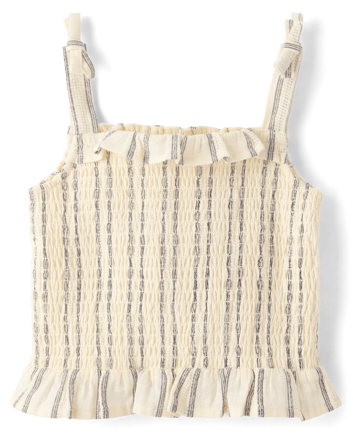 Детские топы Gymboree Girls Striped Textured Smocked Bow Shoulder Tank Top - Driftwood Bay