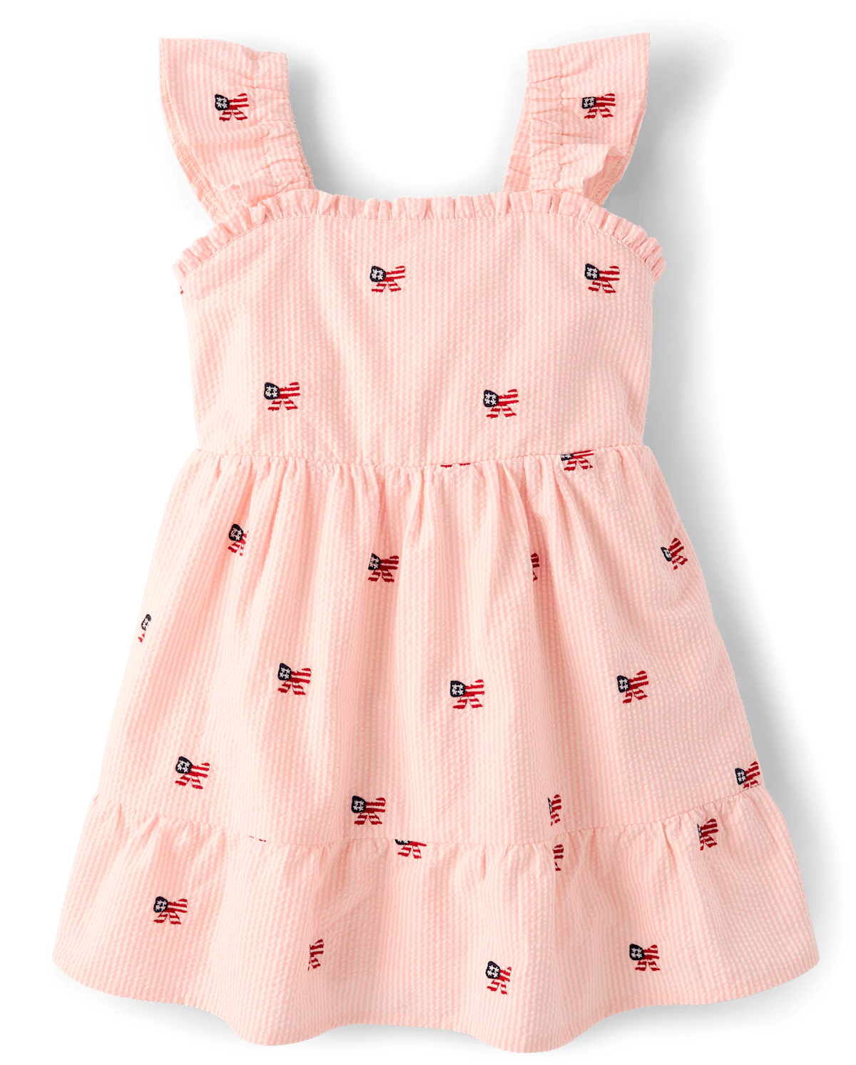 Детские платья Gymboree Girls Embroidered Flag Seersucker Tiered Dress - Nantucket Charm