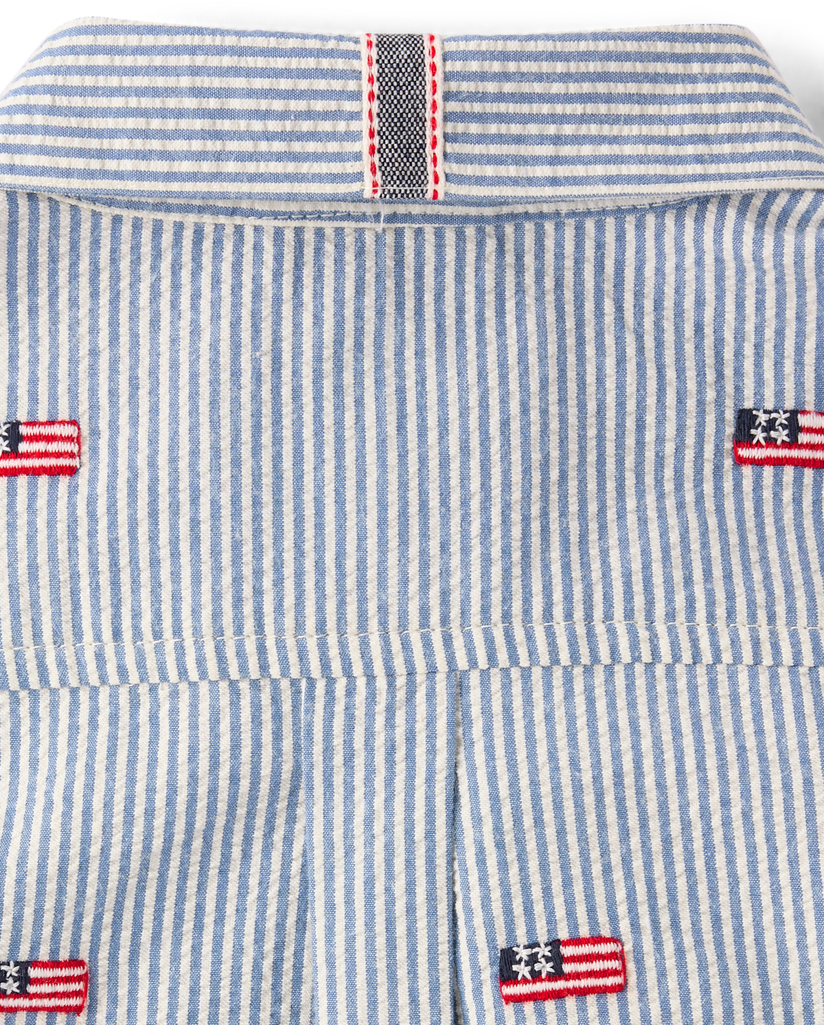 Детские рубашки Gymboree Boys Embroidered Flag Seersucker Button Up Shirt - Nantucket Charm — фото 2