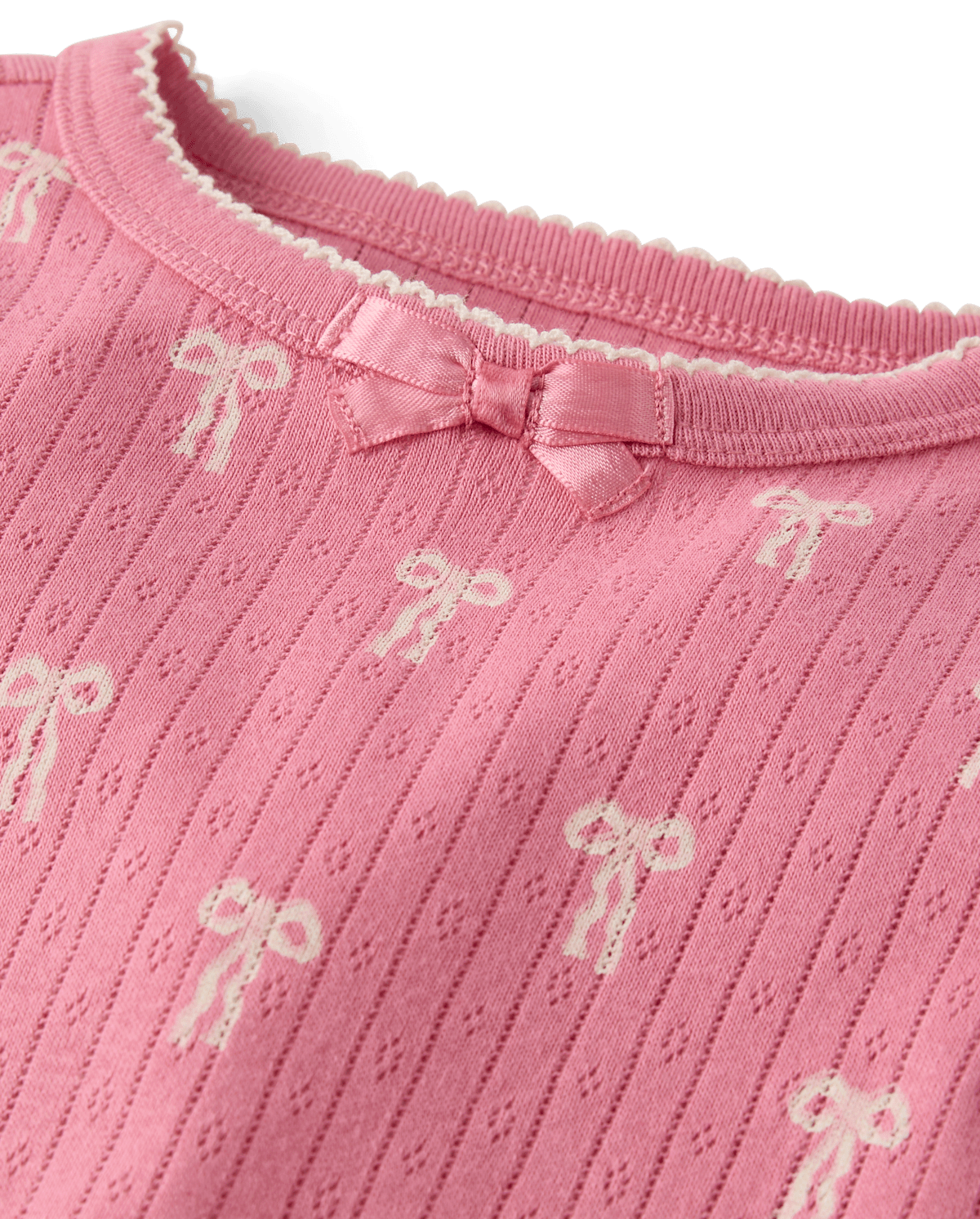 Детские пижамы Gymboree Girls Bow Snug Fit Pointelle Pajamas — фото 3