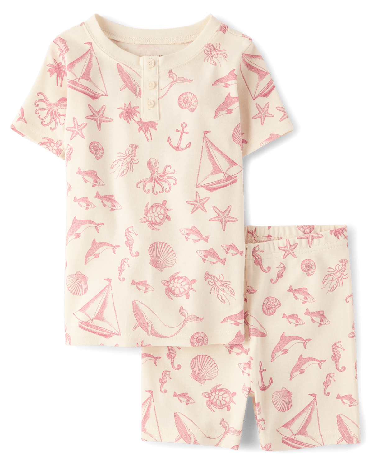Детские пижамы Gymboree Girls Coastal Toile Snug Fit Cotton Henley Pajamas