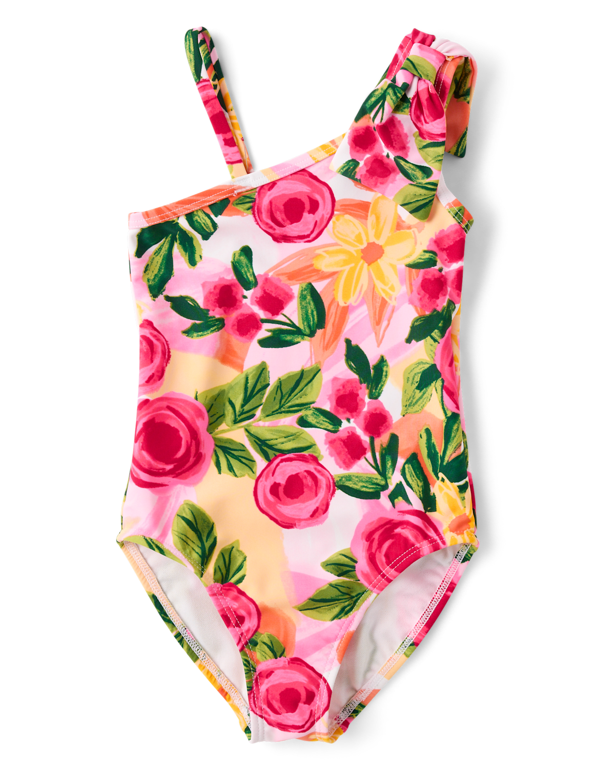 Детские купальники Gymboree Girls Floral Bow One Shoulder One Piece Swimsuit - Swim Shop