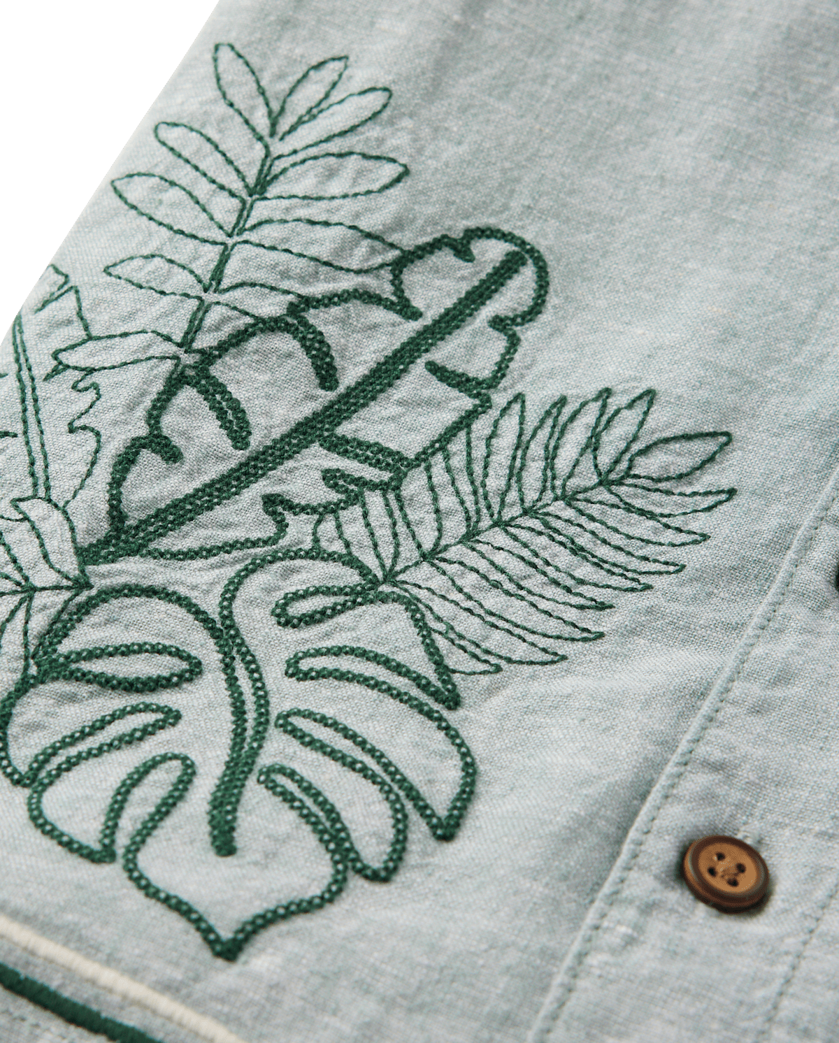 Детские рубашки Gymboree Boys Embroidered Tropical Leaf Linen-Blend Button Up Shirt - Amalfi Coast — фото 4