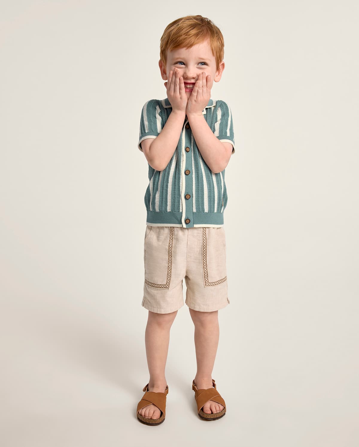 Детские шорты Gymboree Boys Stitched Linen-Blend Pull On Shorts - Amalfi Coast — фото 4