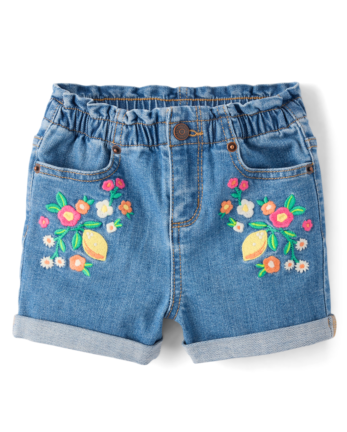 Детские шорты Gymboree Girls Embroidered Floral Paperbag Waist Jeans Shorts - Amalfi Coast
