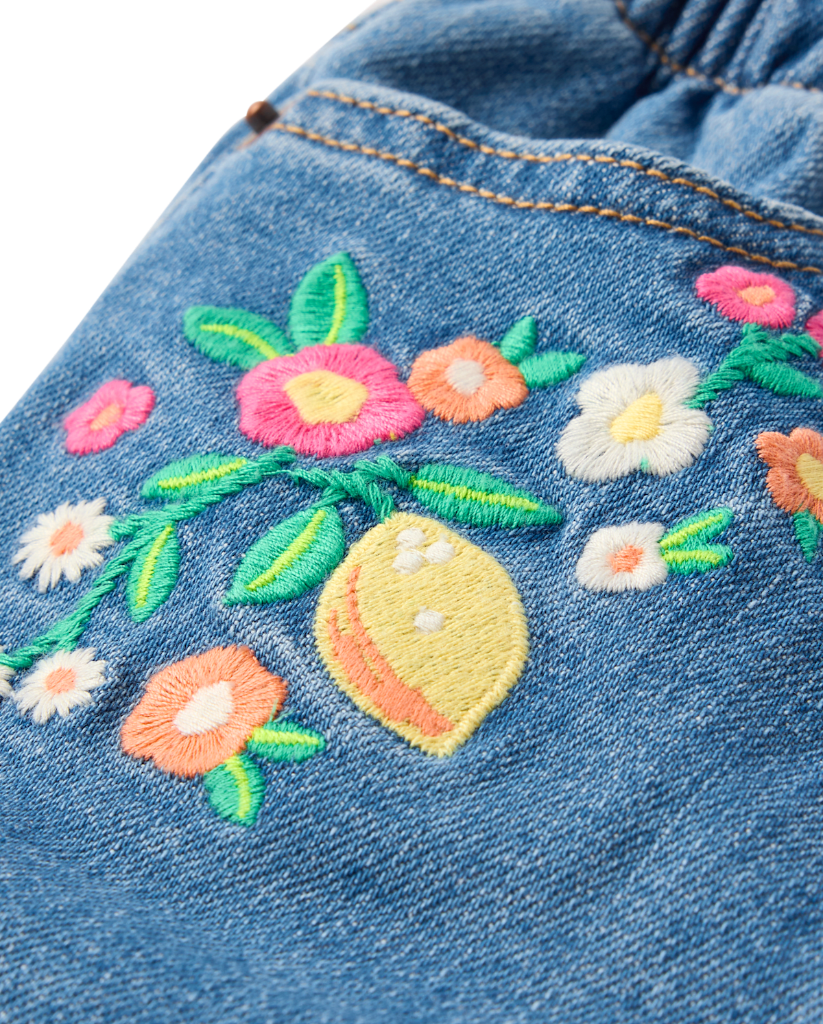 Детские шорты Gymboree Girls Embroidered Floral Paperbag Waist Jeans Shorts - Amalfi Coast — фото 2