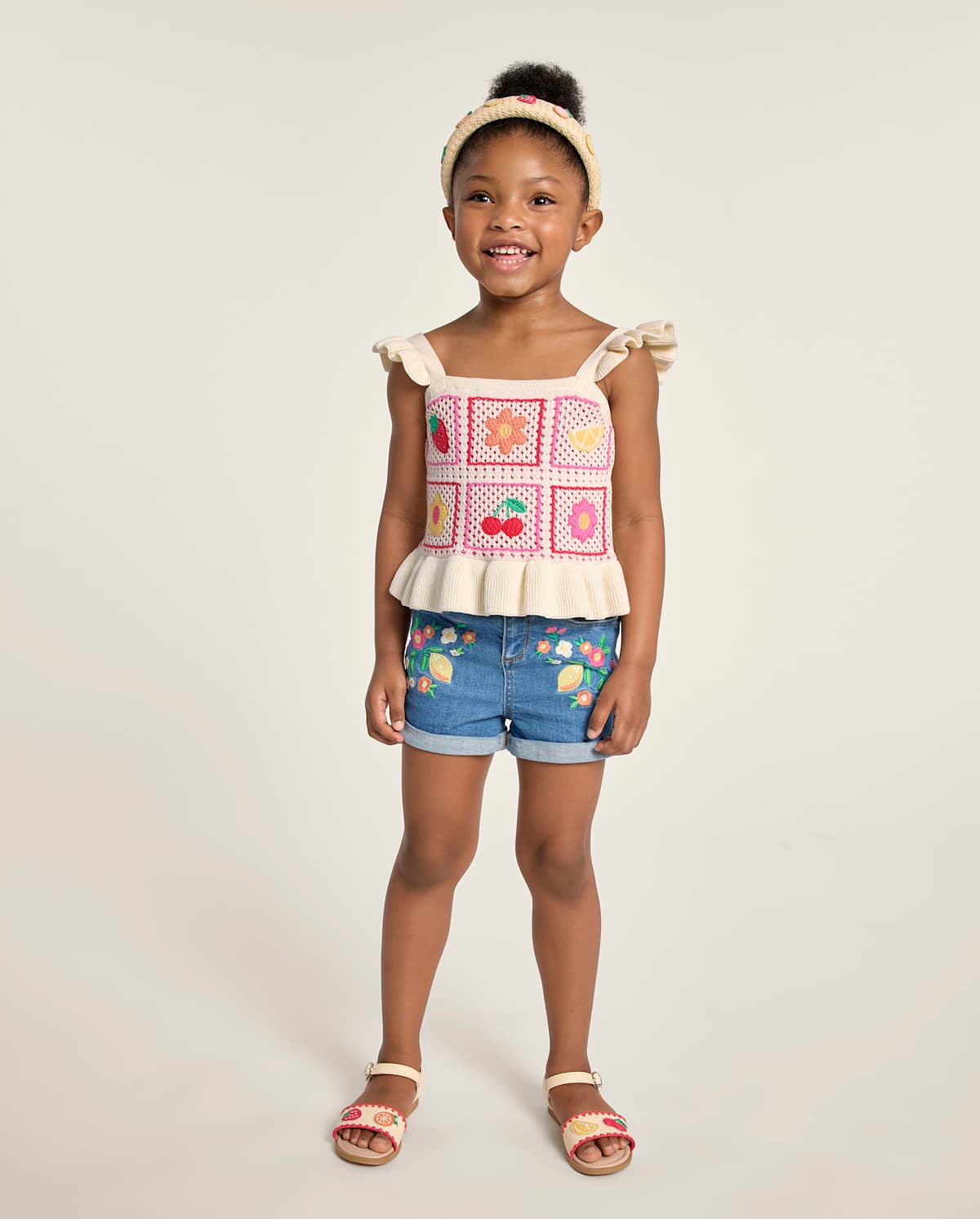 Детские шорты Gymboree Girls Embroidered Floral Paperbag Waist Jeans Shorts - Amalfi Coast — фото 4