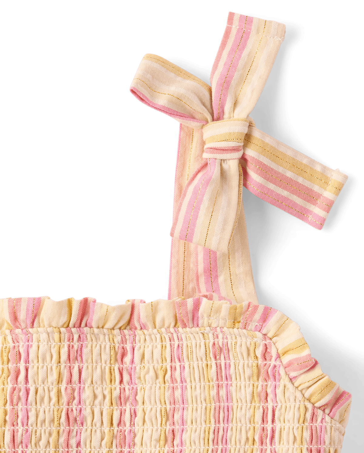 Детские платья Gymboree Girls Metallic Striped Smocked Bow Shoulder Dress - Amalfi Coast — фото 3