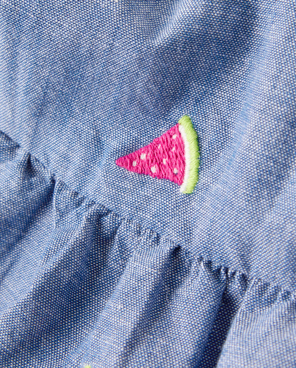 Детские платья Gymboree Girls Embroidered Fruit Chambray Ruffle Dress - Amalfi Coast — фото 2