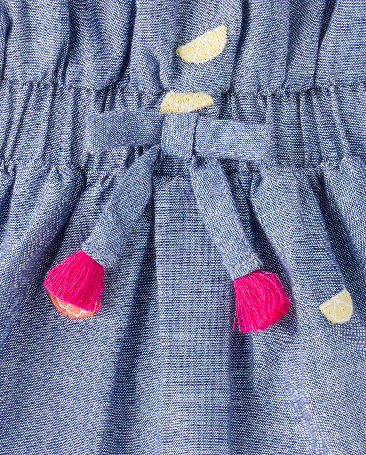 Детские платья Gymboree Girls Embroidered Fruit Chambray Ruffle Dress - Amalfi Coast — фото 3
