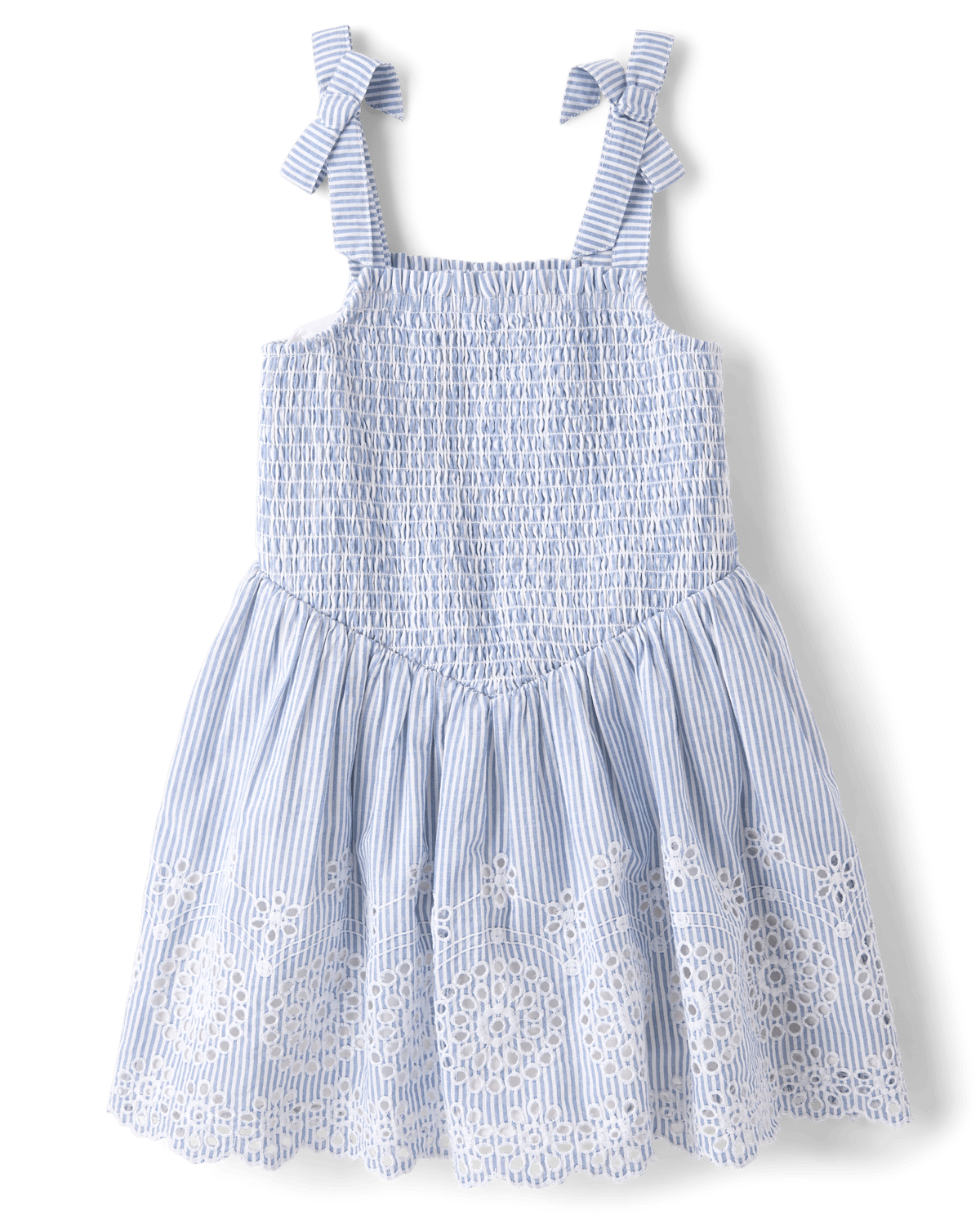 Детские платья Gymboree Girls Striped Embroidered Eyelet Bow Shoulder Dress - Driftwood Bay