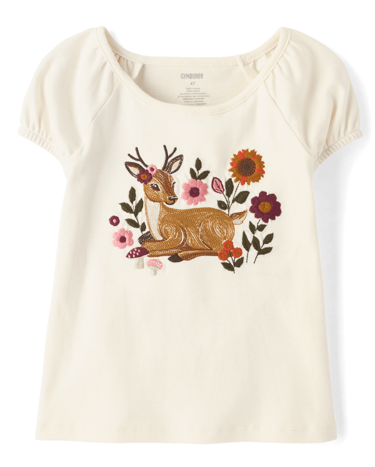 Детские топы Gymboree Girls Embroidered Animal Puff Sleeve Top - The Harvest Edit