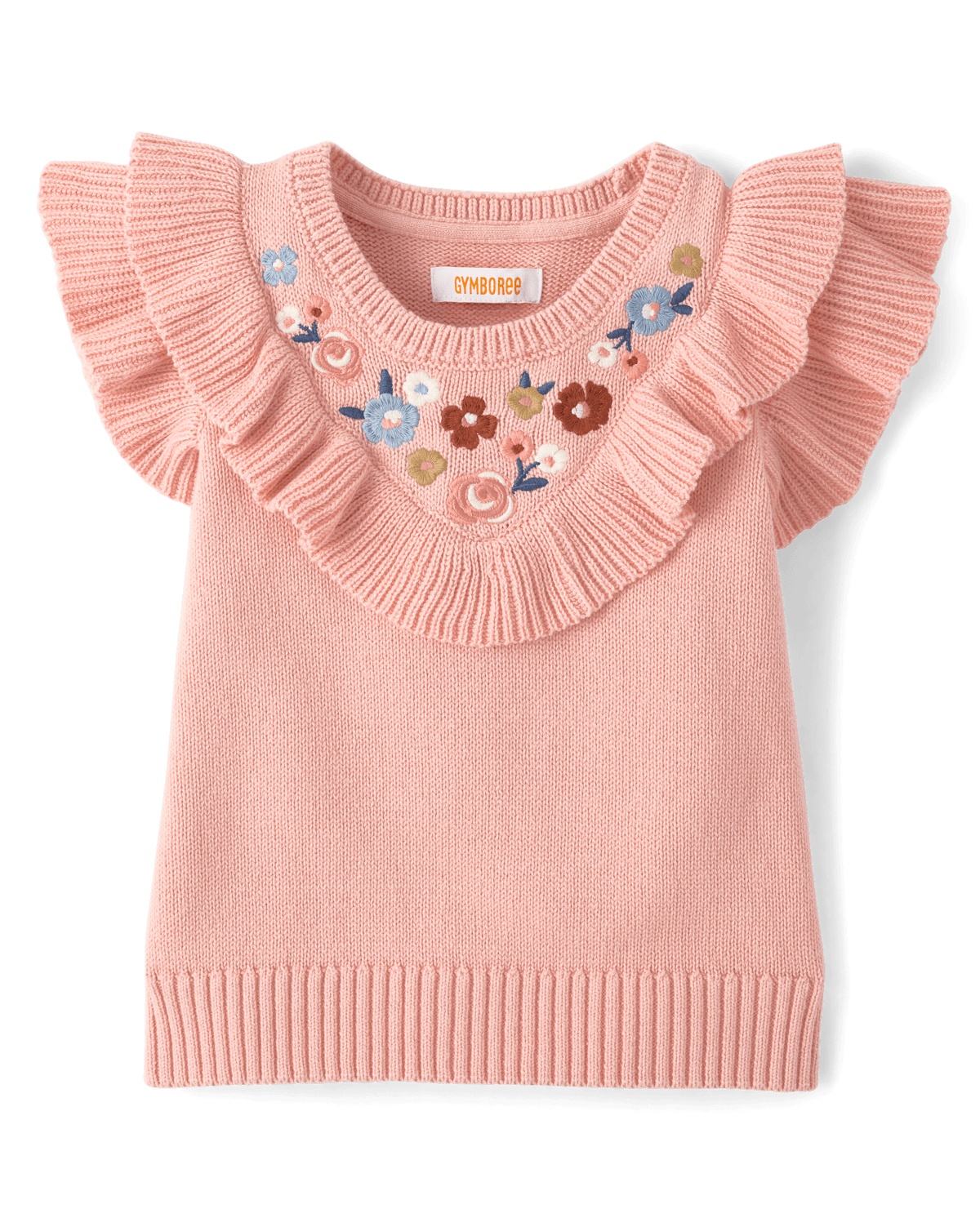 Детские свитеры Gymboree Girls Embroidered Floral Ruffle Sweater Top - Blue Sky Mountain