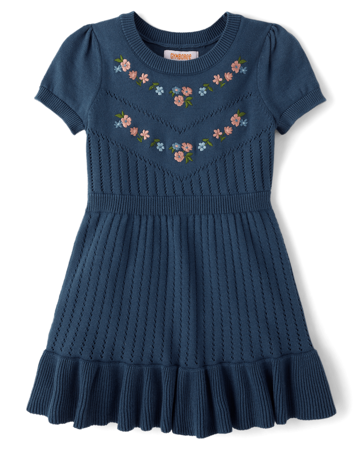 Детские платья Gymboree Girls Embroidered Floral Peplum Sweater Dress - Blue Sky Mountain