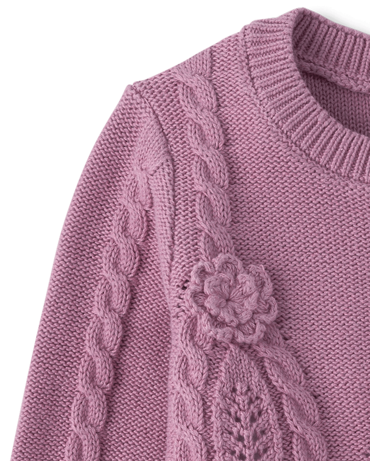 Детские свитеры Gymboree Girls Crochet Floral Cable Knit Sweater - Countryside Manor — фото 3