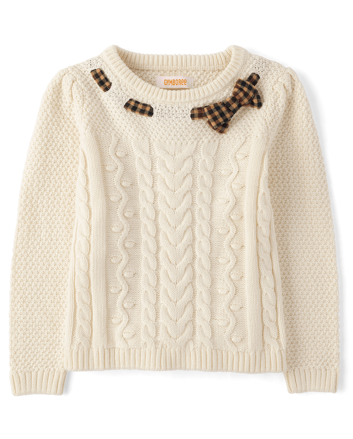 Детские свитеры Gymboree Girls Plaid Bow Puff Sleeve Sweater - Countryside Manor — фото 1