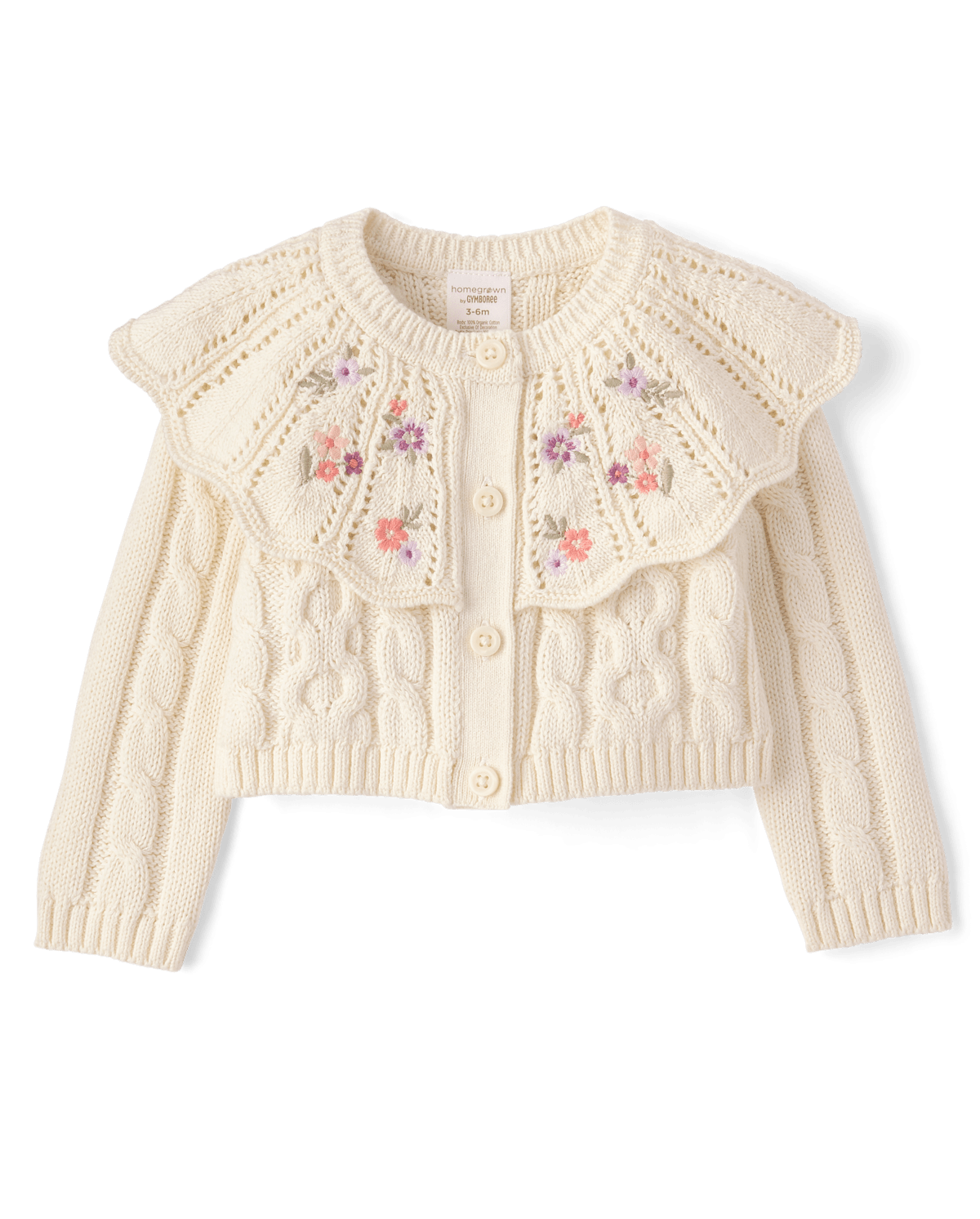 Детские кардиганы Gymboree Baby Girls Embroidered Floral Cable Knit Ruffle Cardigan - Countryside Manor — фото 1