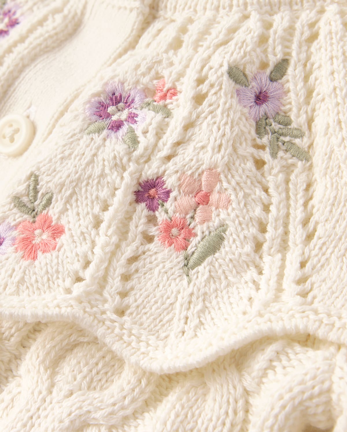 Детские кардиганы Gymboree Baby Girls Embroidered Floral Cable Knit Ruffle Cardigan - Countryside Manor — фото 2