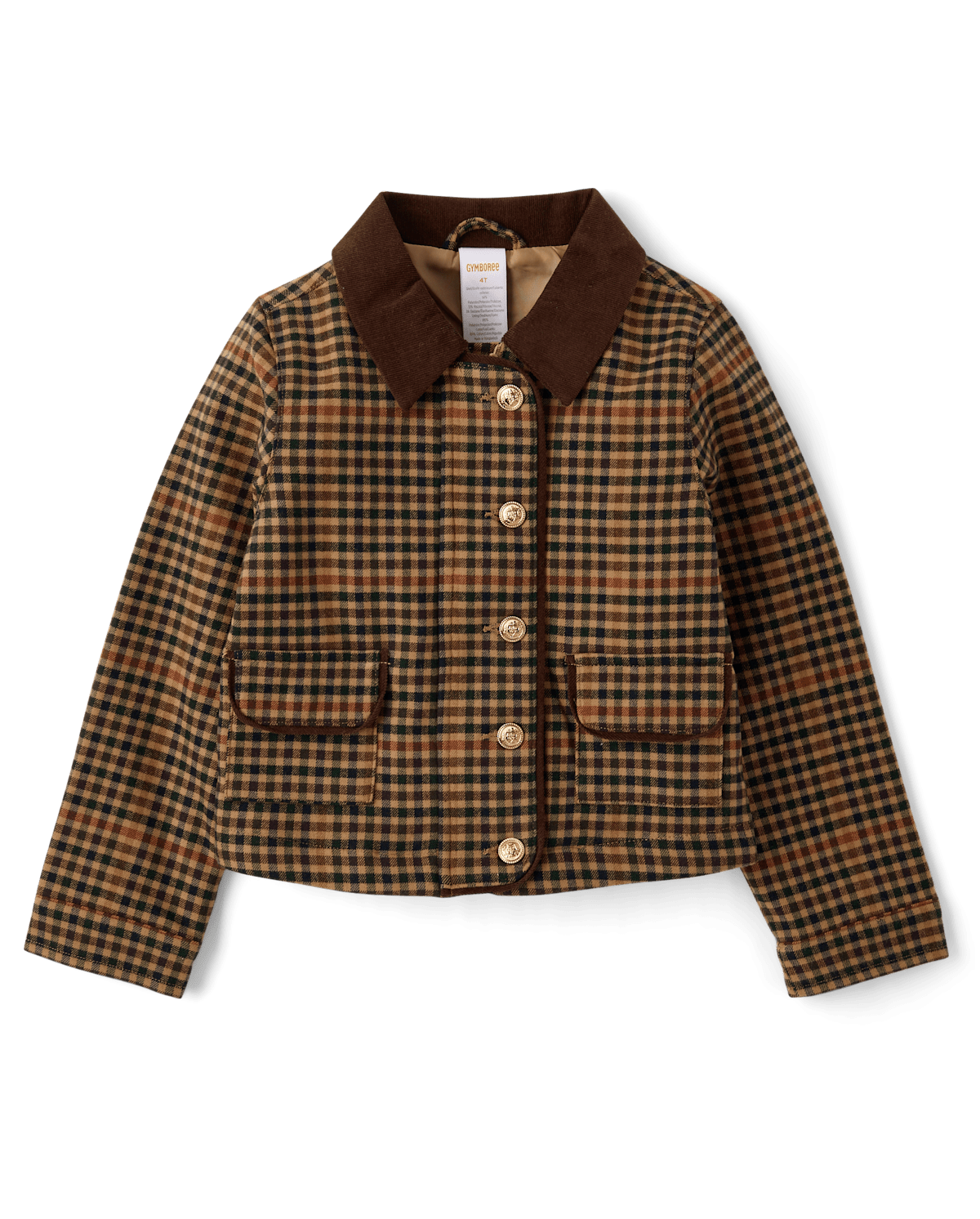 Детские куртки Gymboree Girls Plaid Button Barn Jacket - Countryside Manor